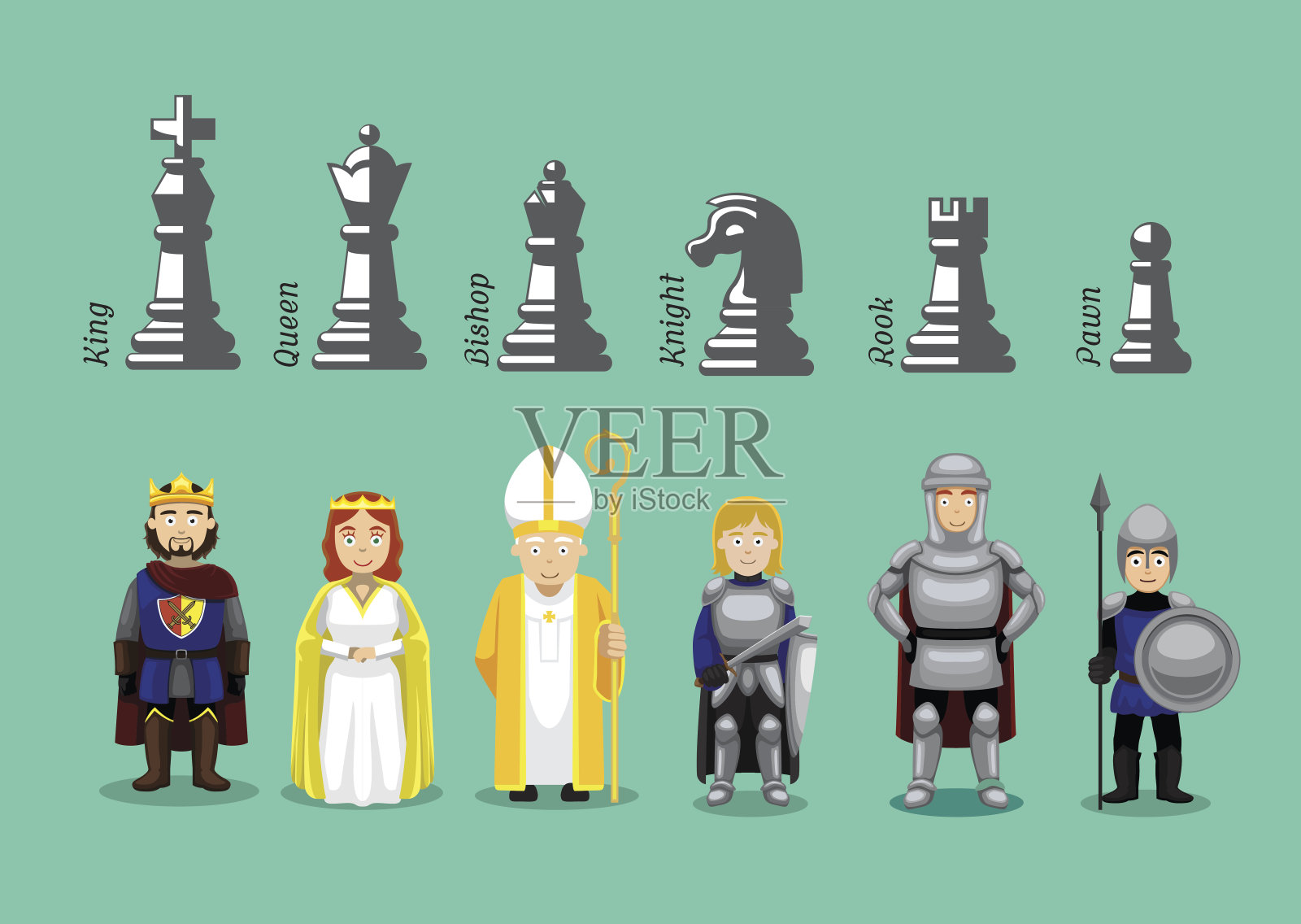 象棋中世纪人物卡通向量插画图片素材