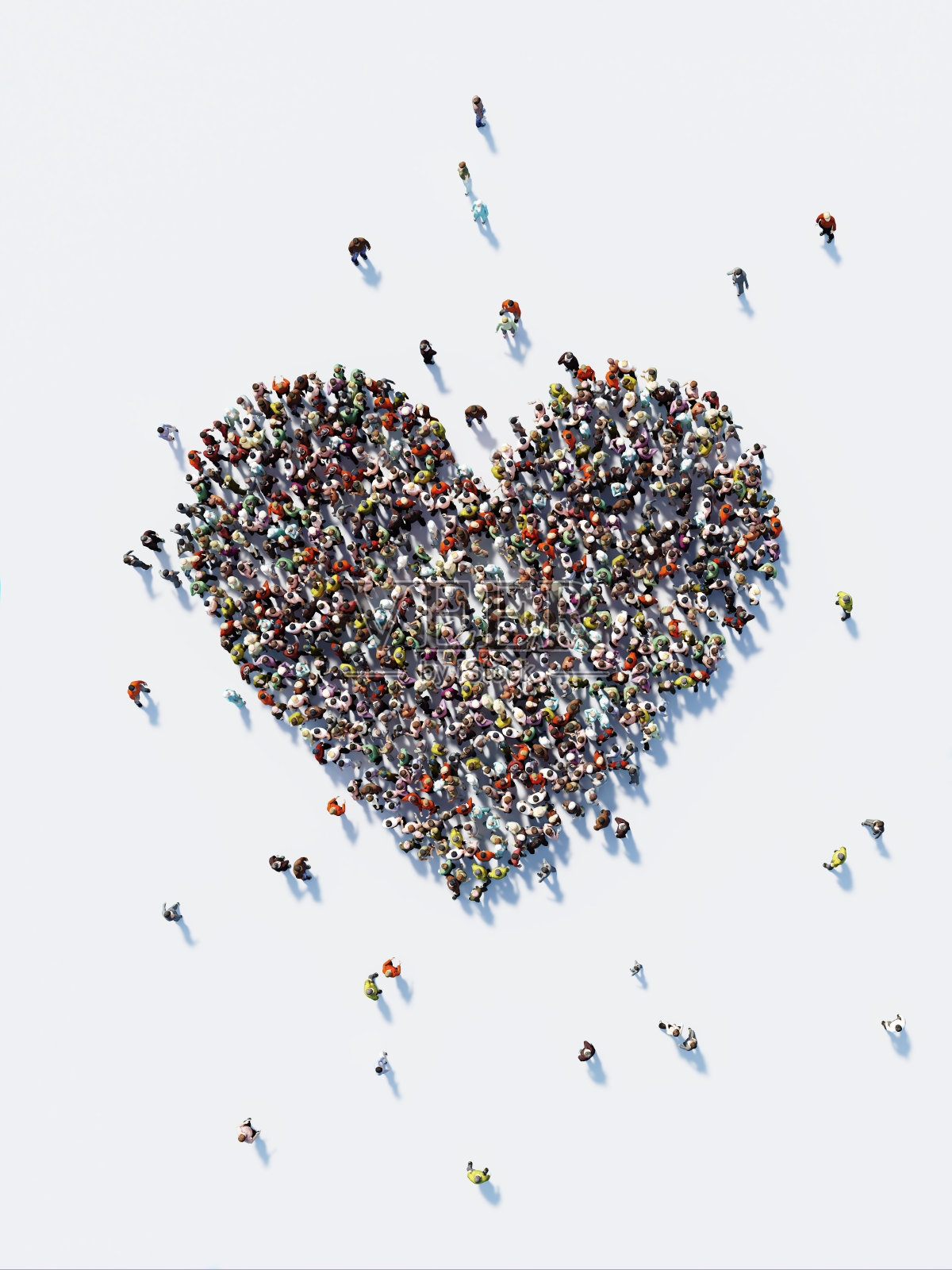 人群形成一个大心形:爱和捐赠的概念照片摄影图片