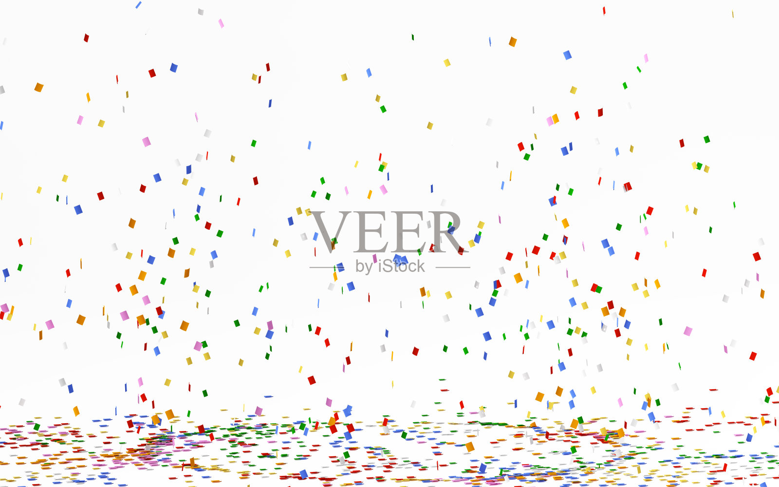 Colorful Confetti Falling On White照片摄影图片