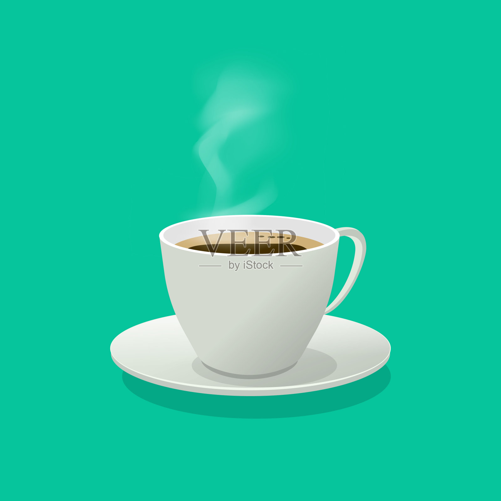 Hot coffee cup glass vector illustration with steam isolated插画图片素材