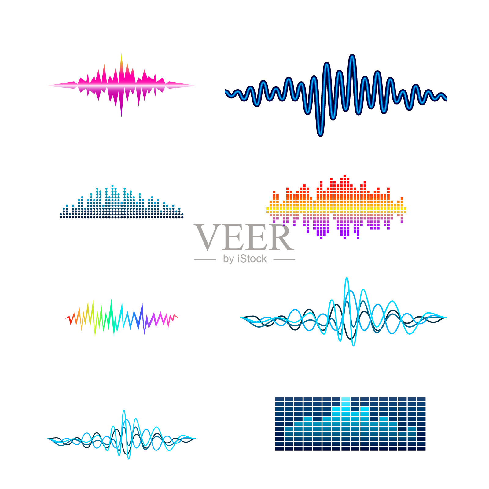 Vector digital music equalizer audio waves design template audio signal visualization signal illustration插画图片素材