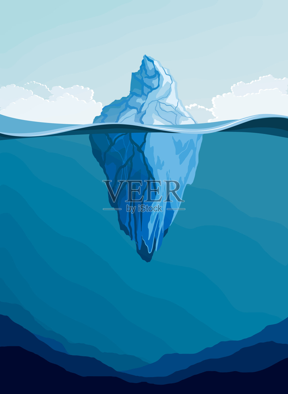 矢量图的冰山，北极景观插画图片素材