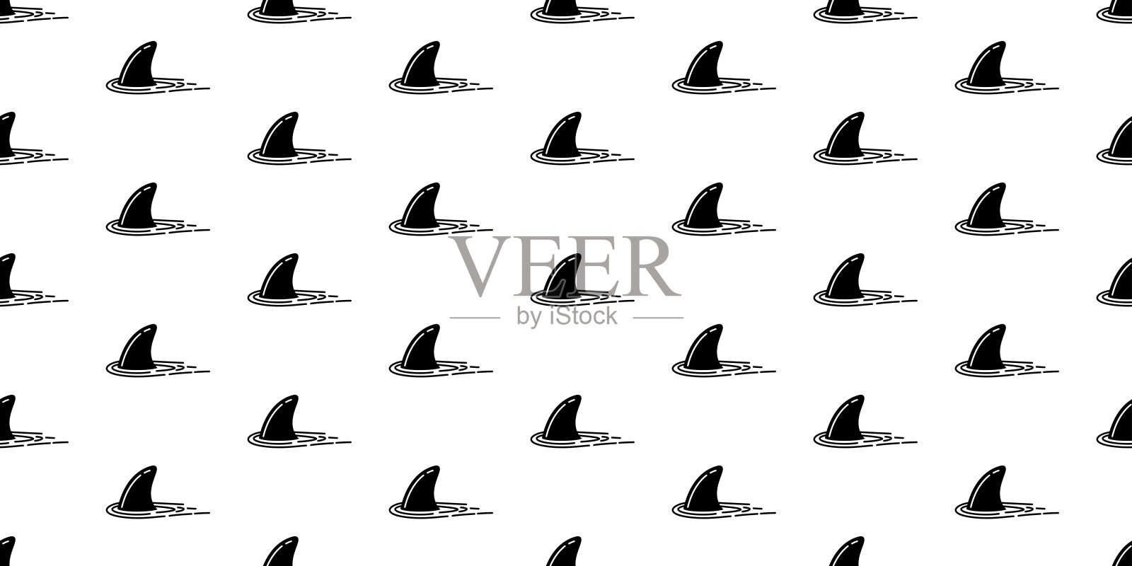 鲨鱼海豚鲸鱼鳍无缝模式矢量壁纸背景插画图片素材