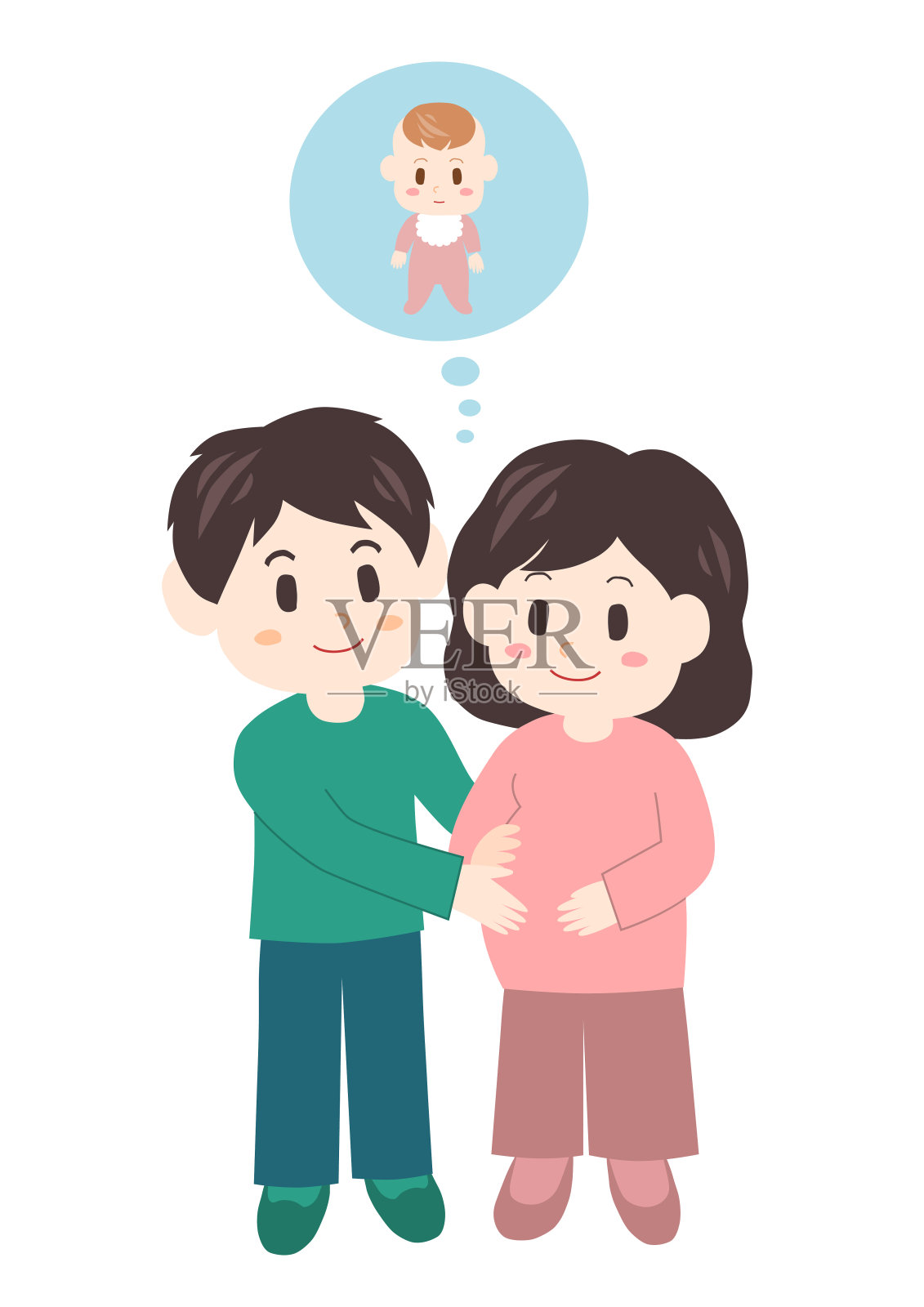 已婚夫妇(孕妇和男性)插画图片素材