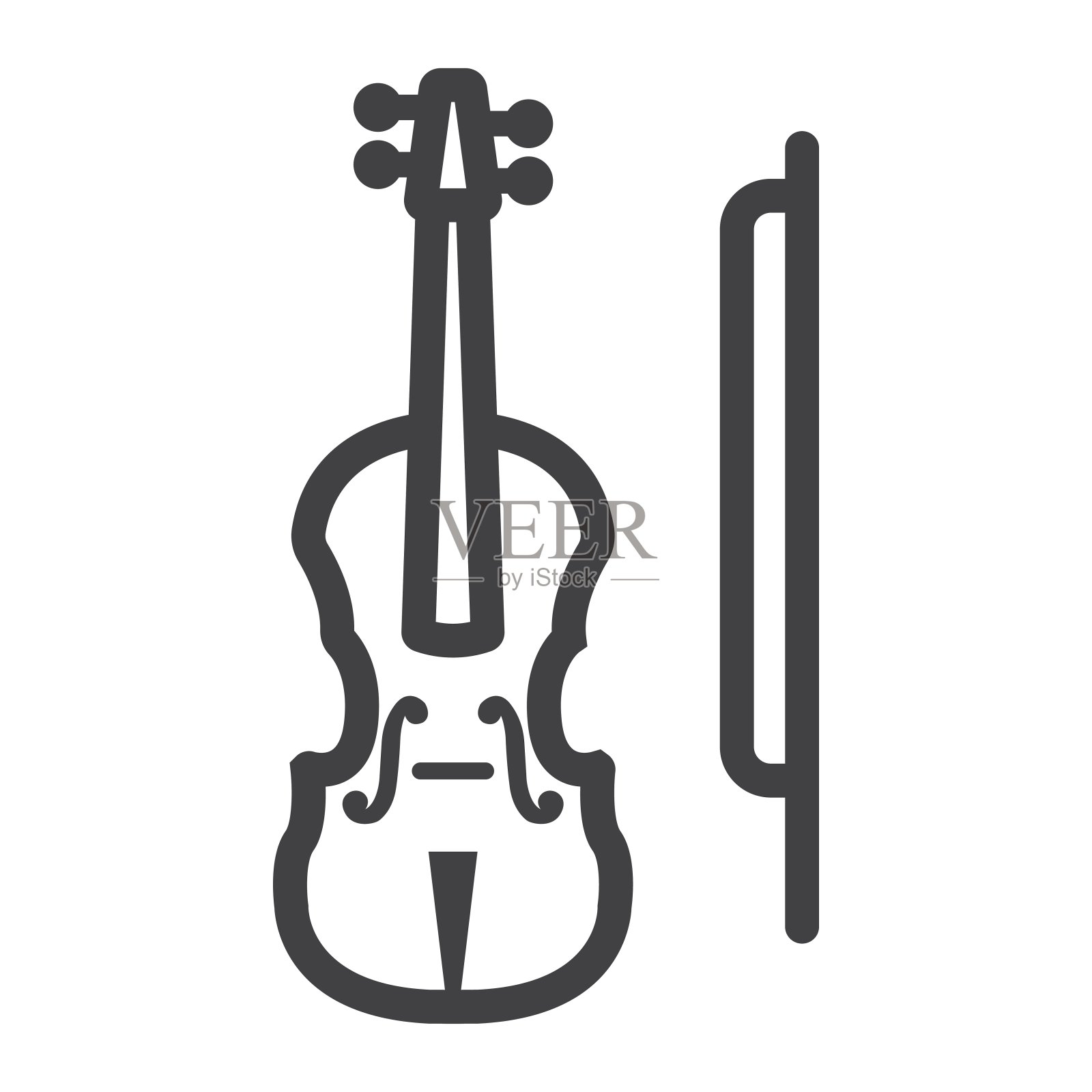 小提琴线图标，音乐和乐器，声音符号矢量图形，白色背景上的线性图案，eps 10。图标素材
