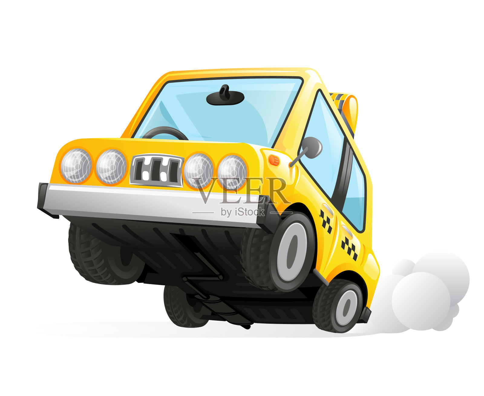 黄色出租车出租车汽车图标交通城市城市汽车图标孤立现实的3d设计矢量插图插画图片素材
