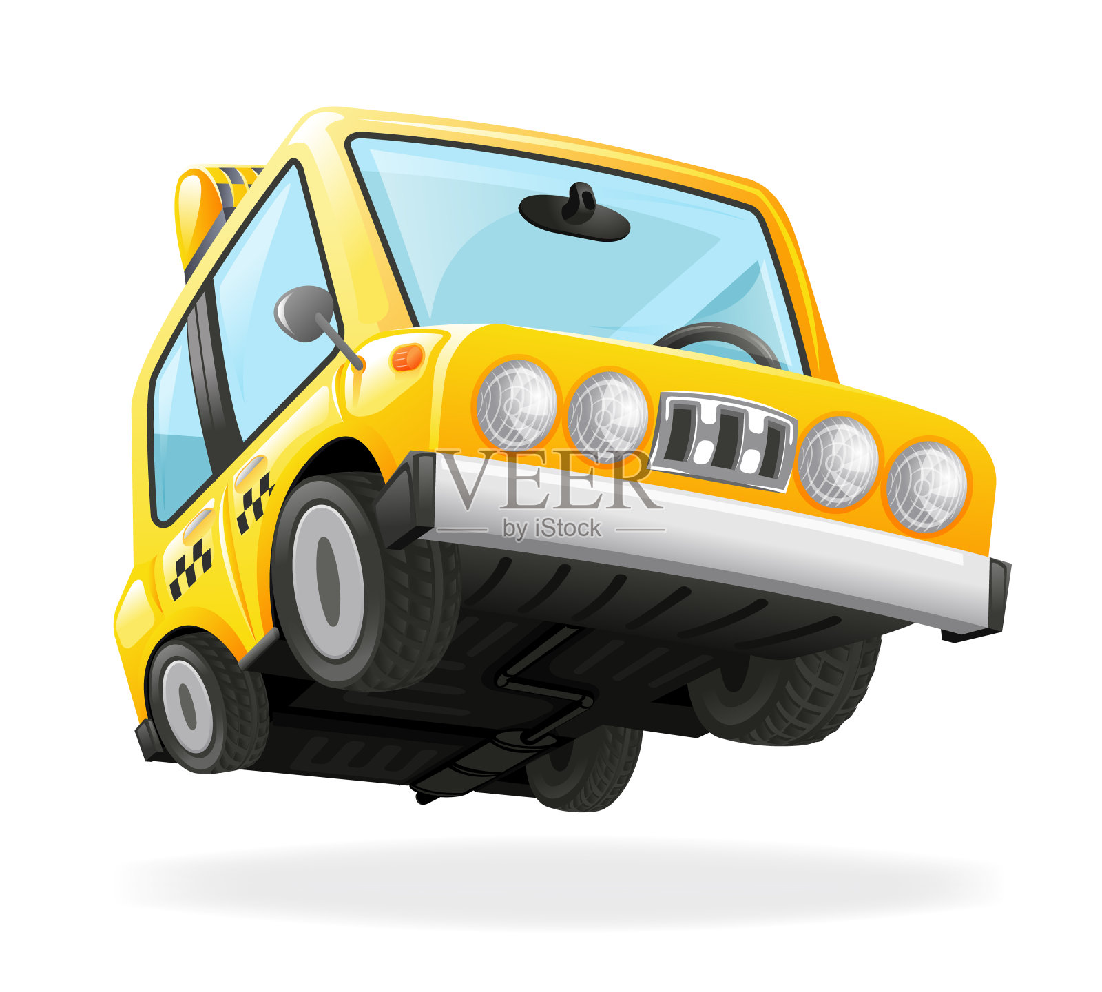 出租车汽车图标黄色出租车运输城市汽车图标孤立现实的3d设计矢量插图插画图片素材