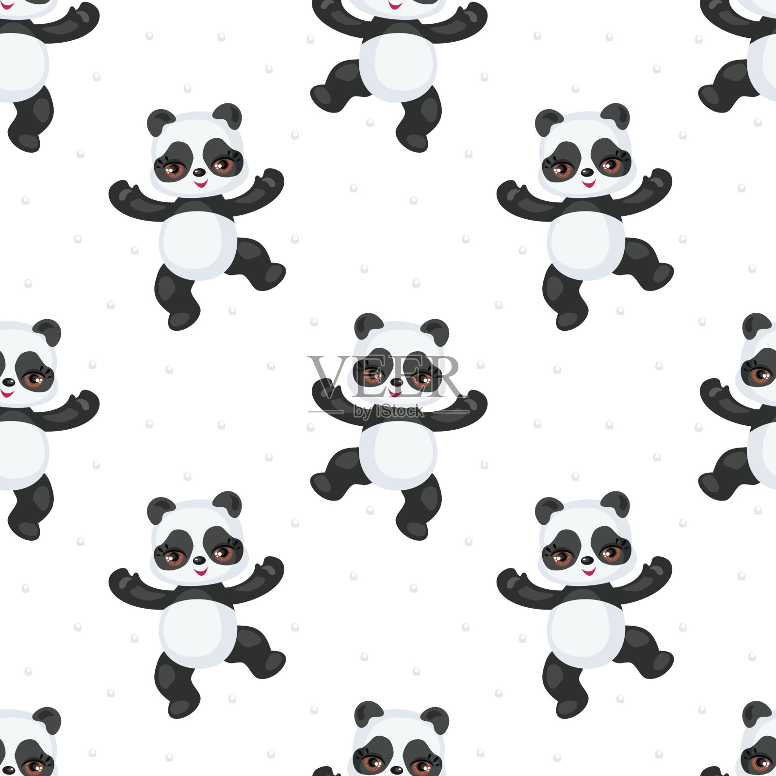 快乐熊猫无缝图案插画图片素材