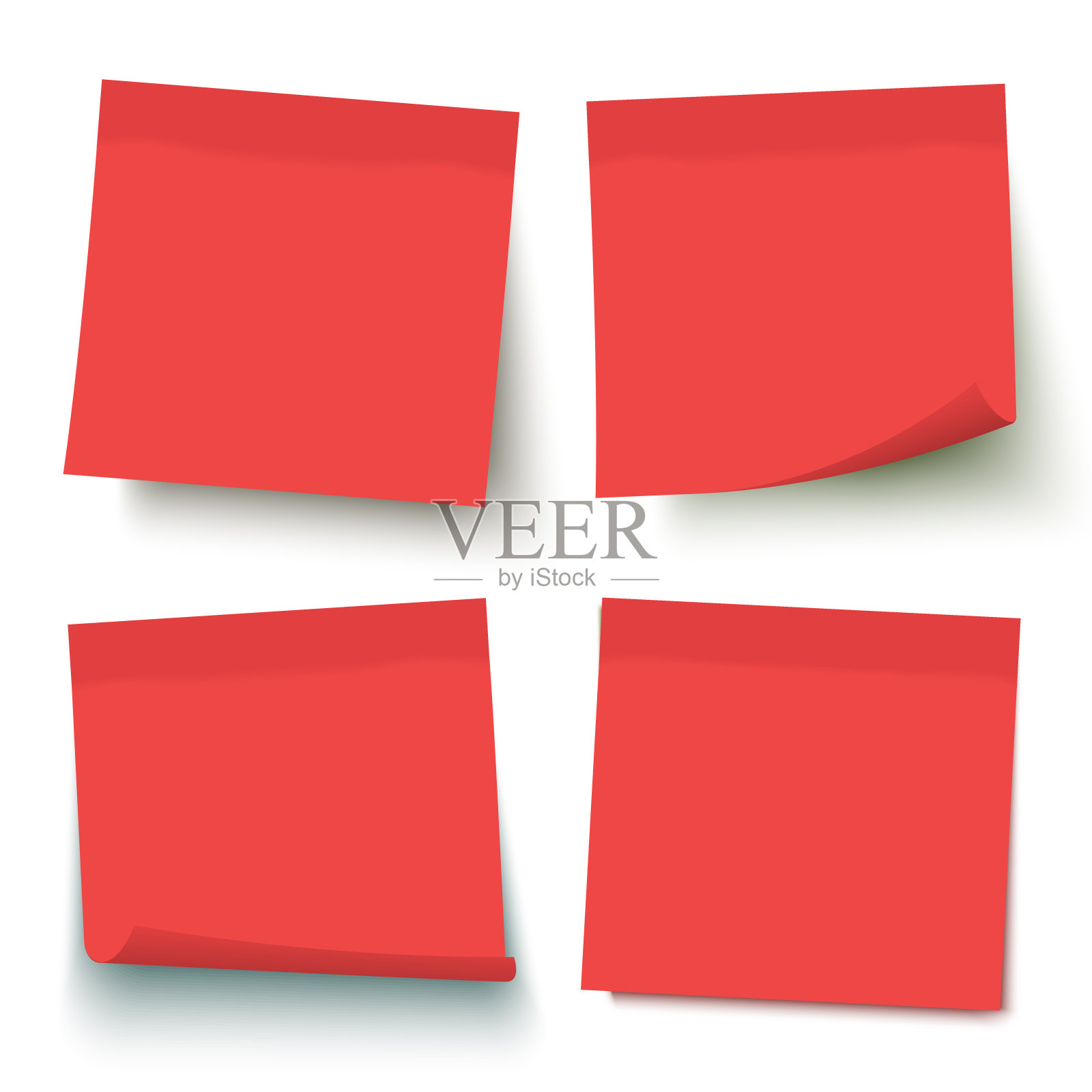 红色帖子向量sticky note set。插画图片素材