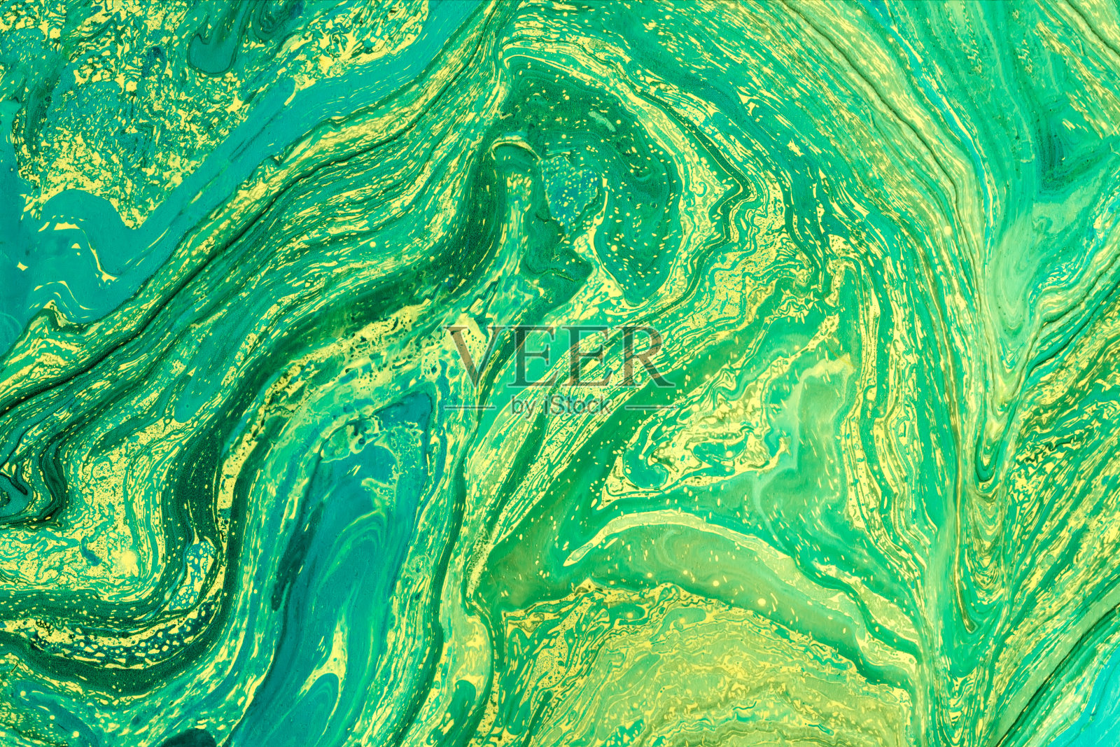 蓝色大理石花纹纹理。创意背景与抽象油画波浪手工表面。液体涂料。照片摄影图片