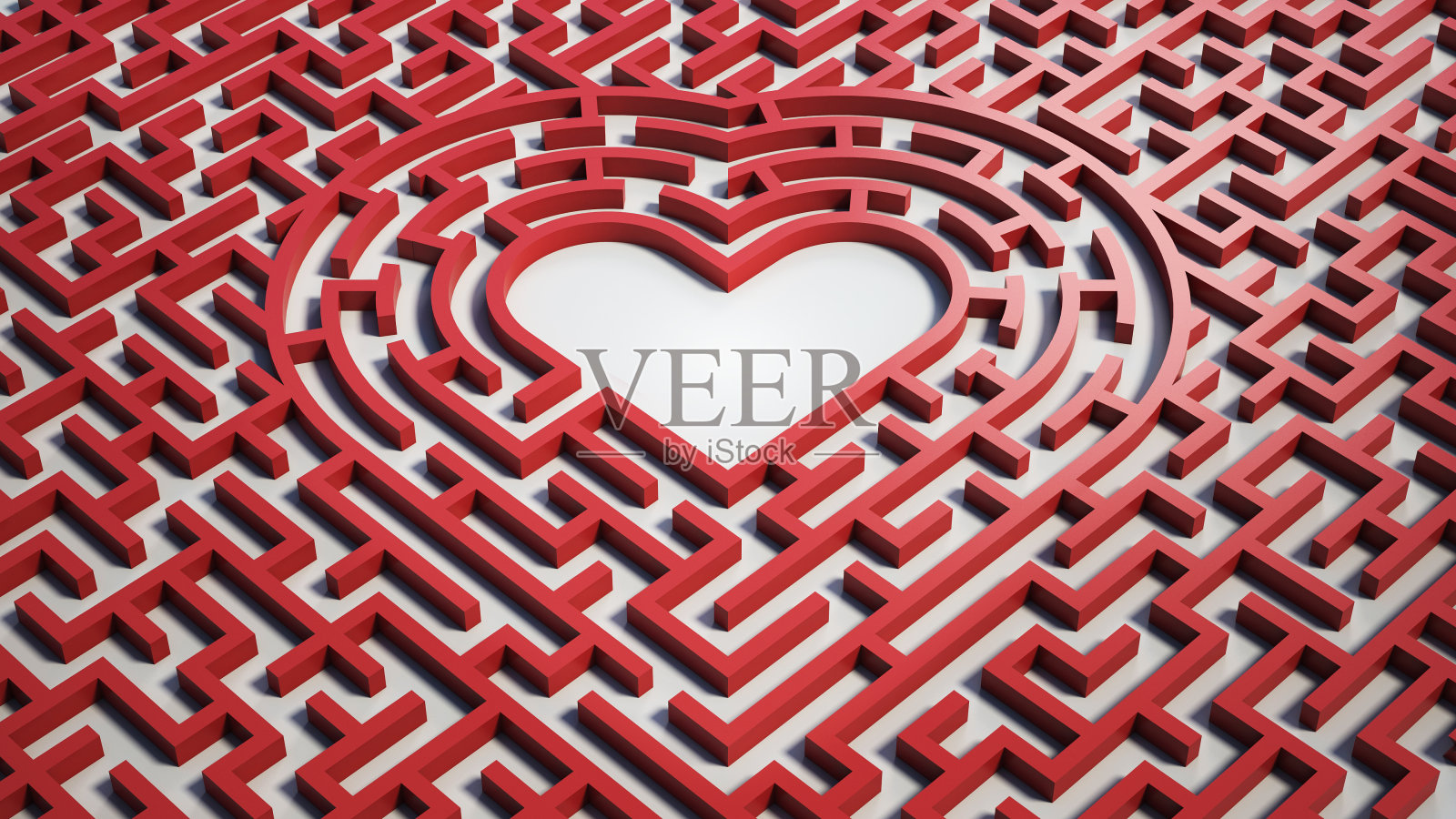 Heart maze, 3d isolated illustration照片摄影图片