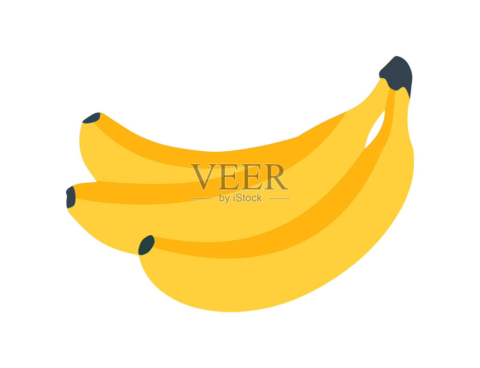 香蕉图标。新鲜香蕉加白插画图片素材
