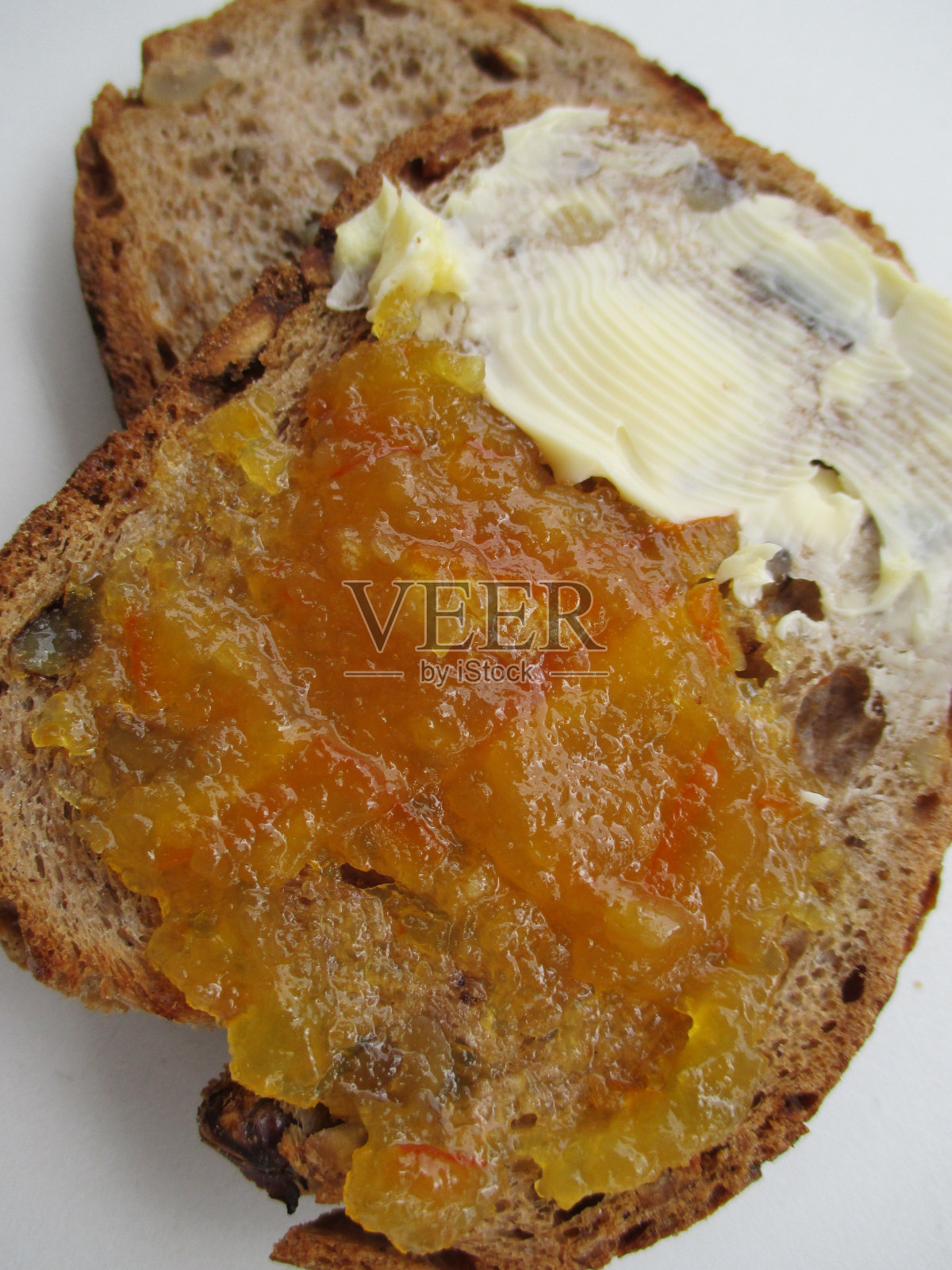 奶油面包，烤面包，科西嘉的橘子和橘子果酱照片摄影图片