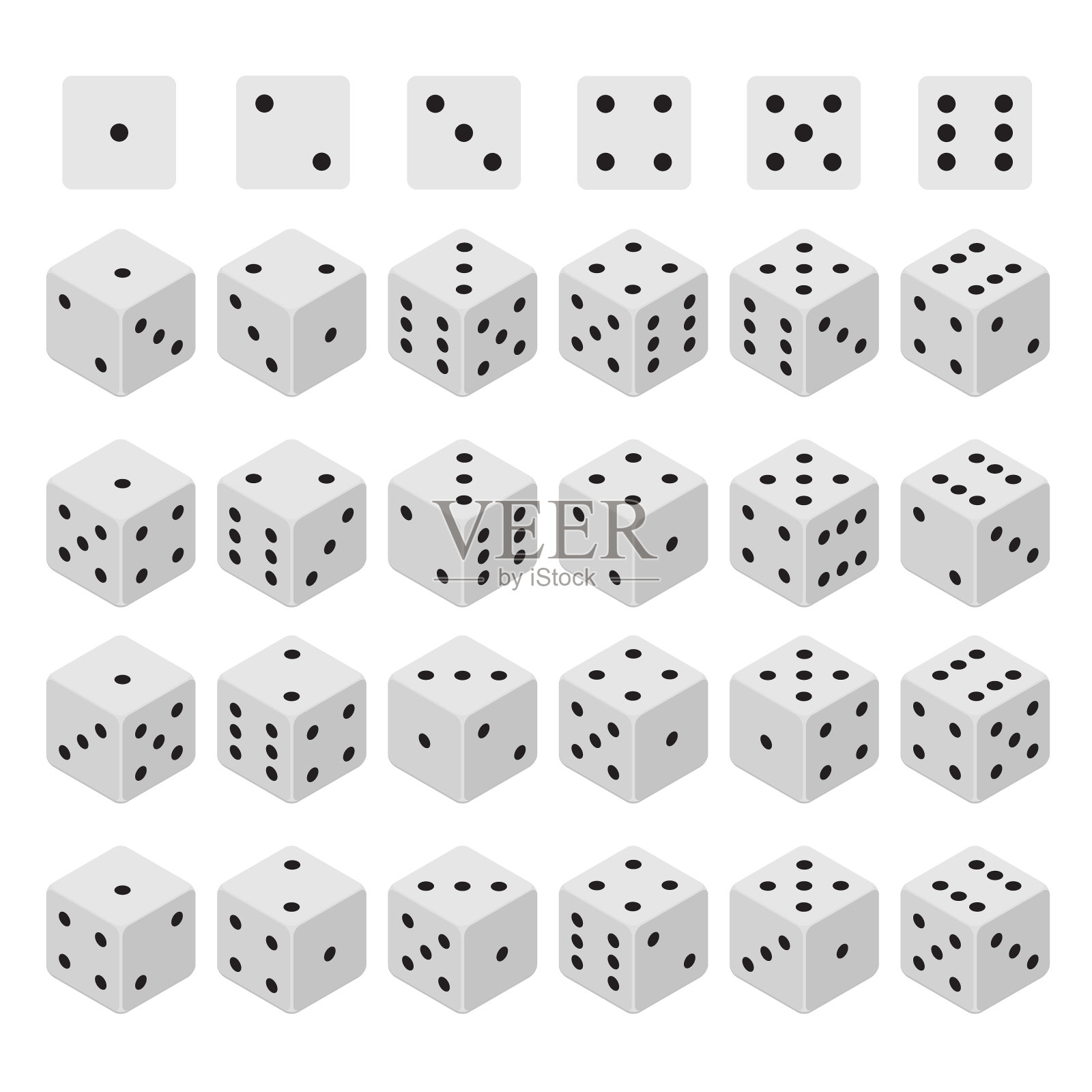 3d骰子组合设置等距视图。向量设计元素图片