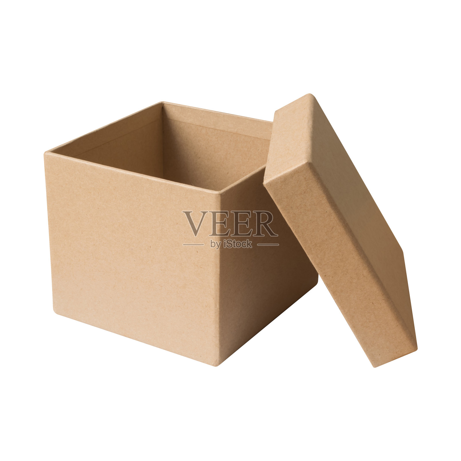 打开纸箱纸箱，棕色的颜色孤立在白色的背景，剪切路径包括设计元素图片