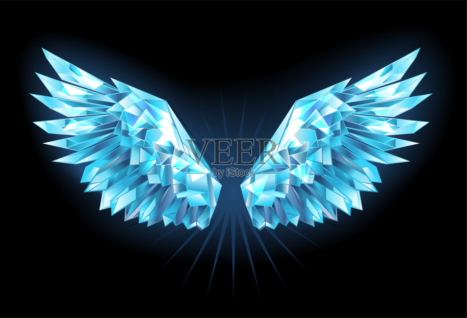 水晶冰翅膀插画图片素材