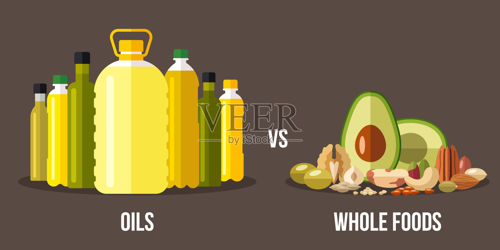 食用油vs天然食品插画图片素材