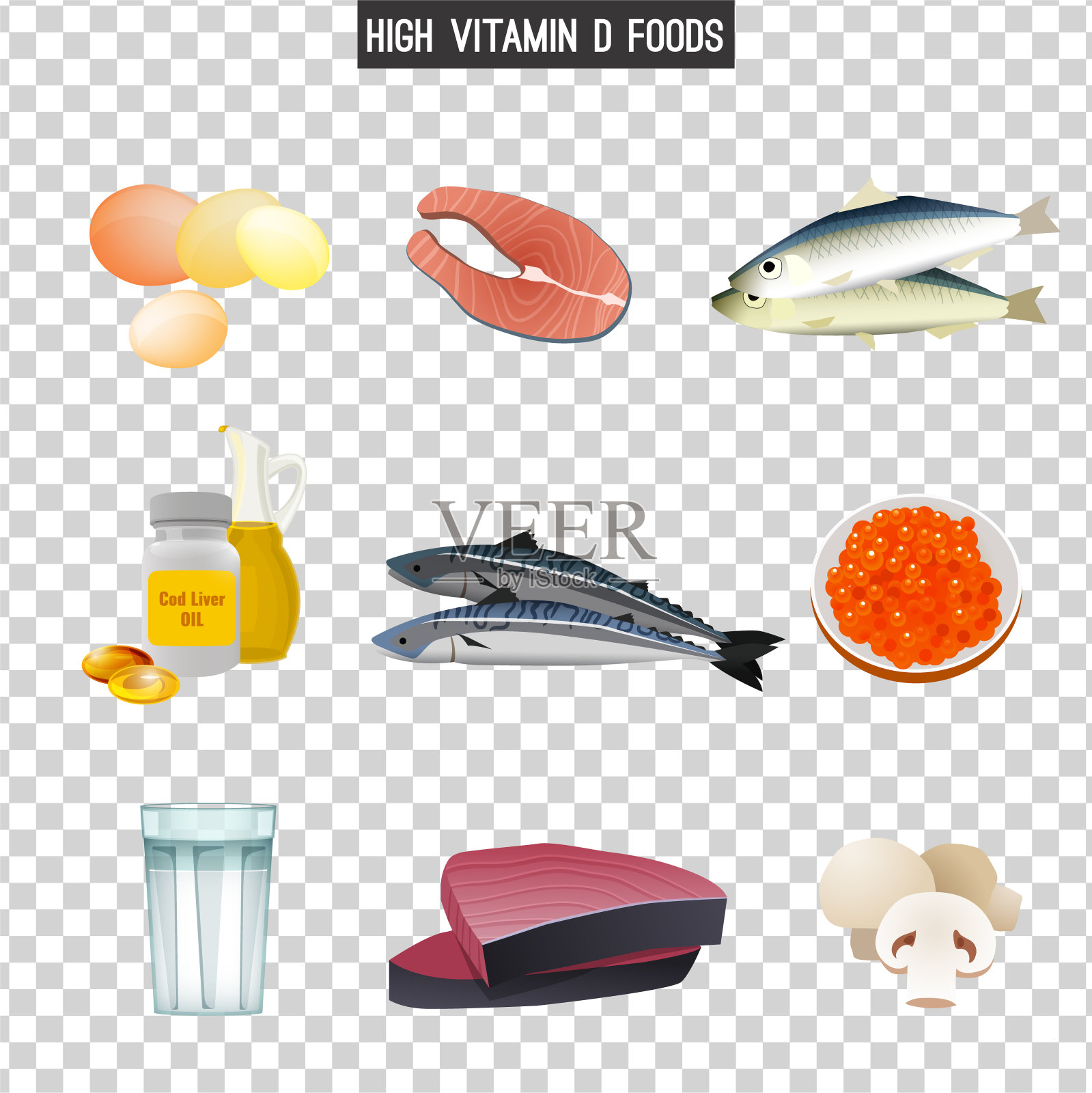 食物中的维生素D插画图片素材