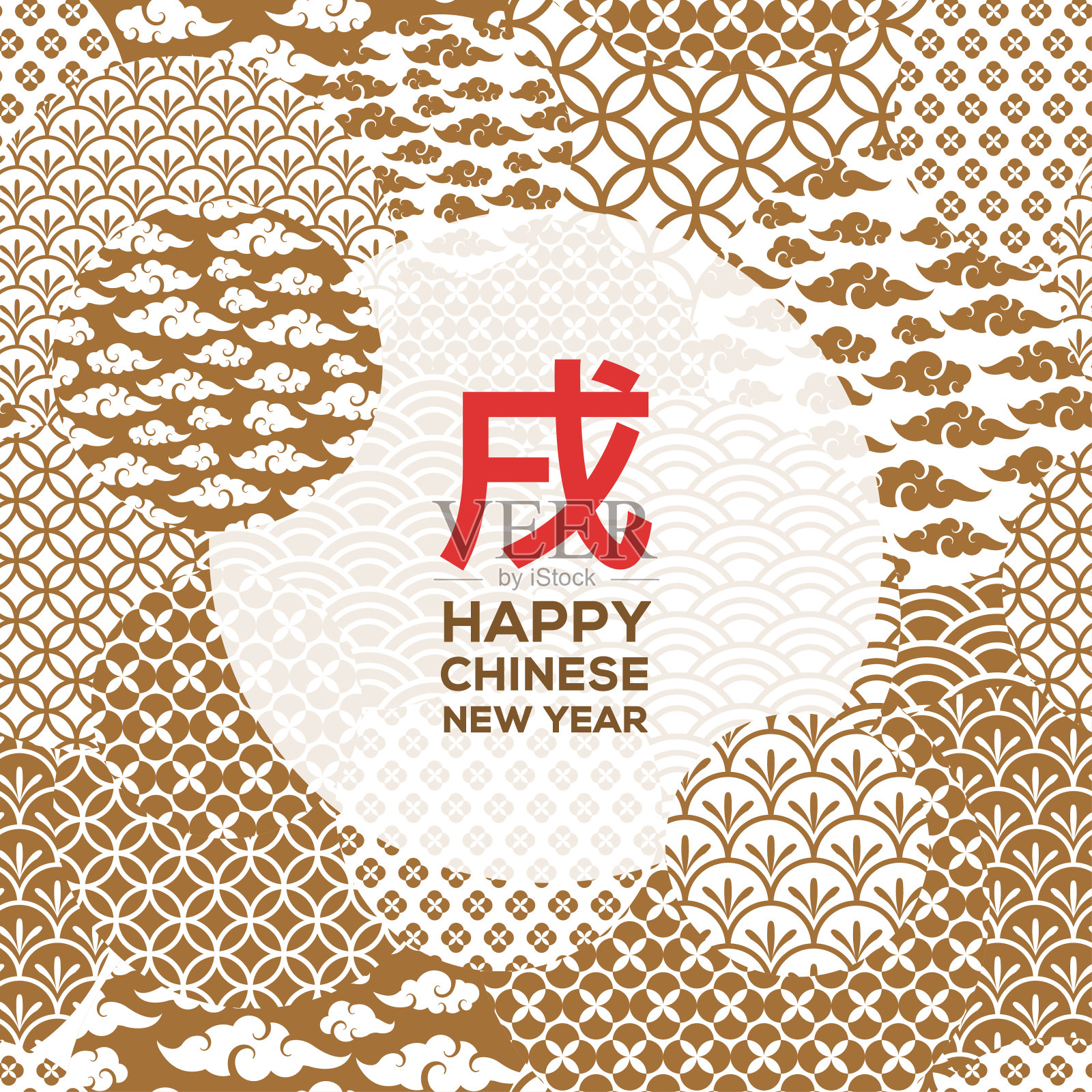中国新年贺卡与黄金几何装饰形状背景图片素材