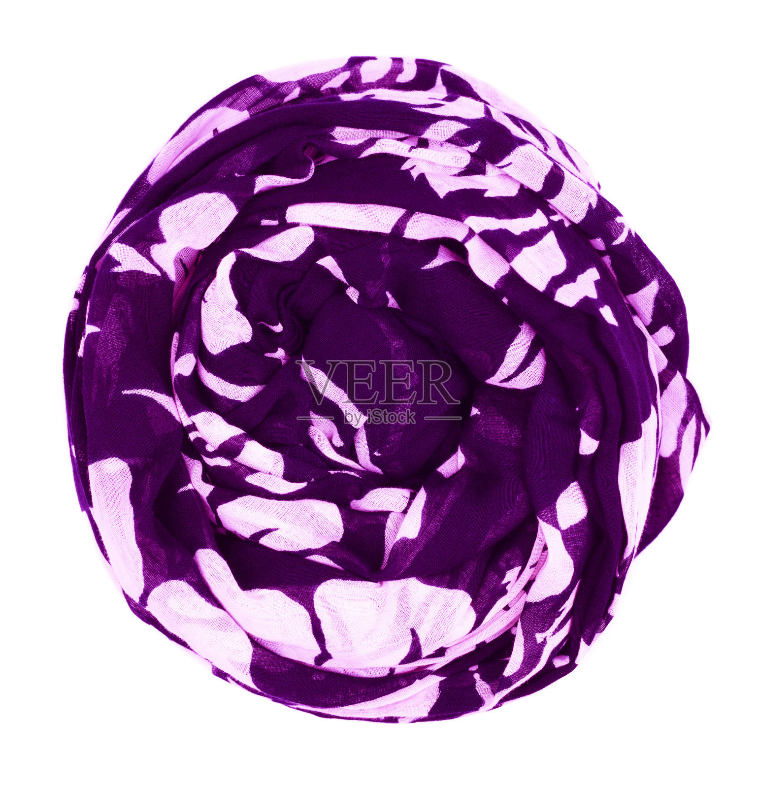 淡紫色丝巾孤立在白色背景。照片摄影图片