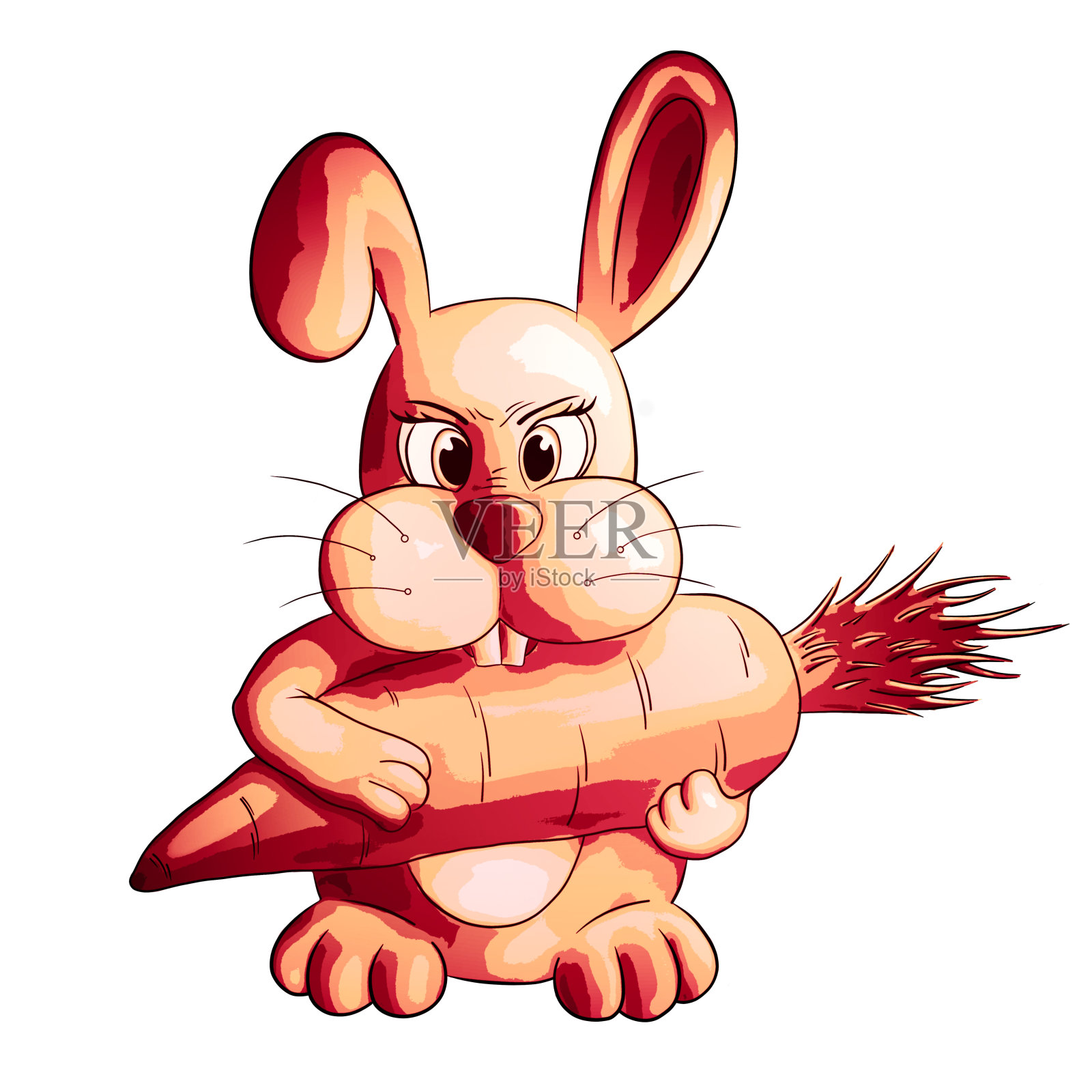有趣的卡通兔子和胡萝卜设计元素图片