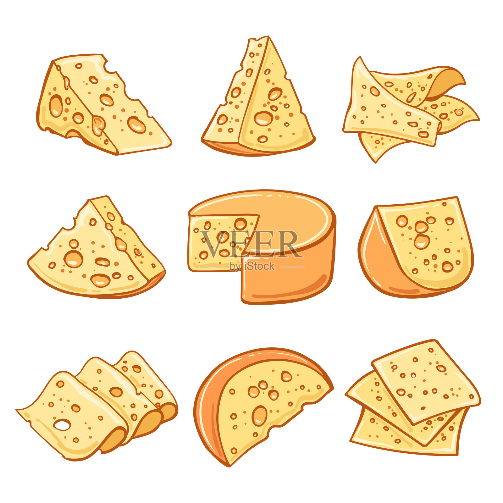 奶酪涂鸦图标集插画图片素材