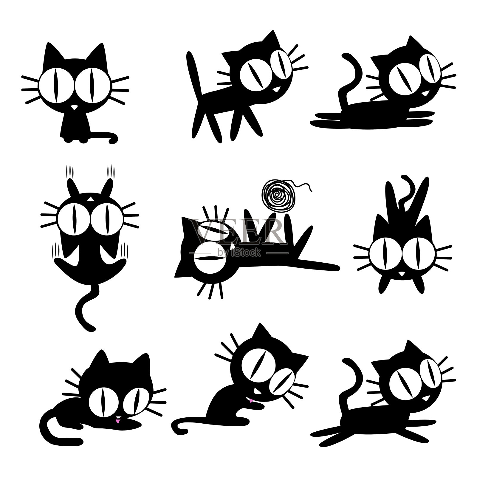 两只猫插画图片素材