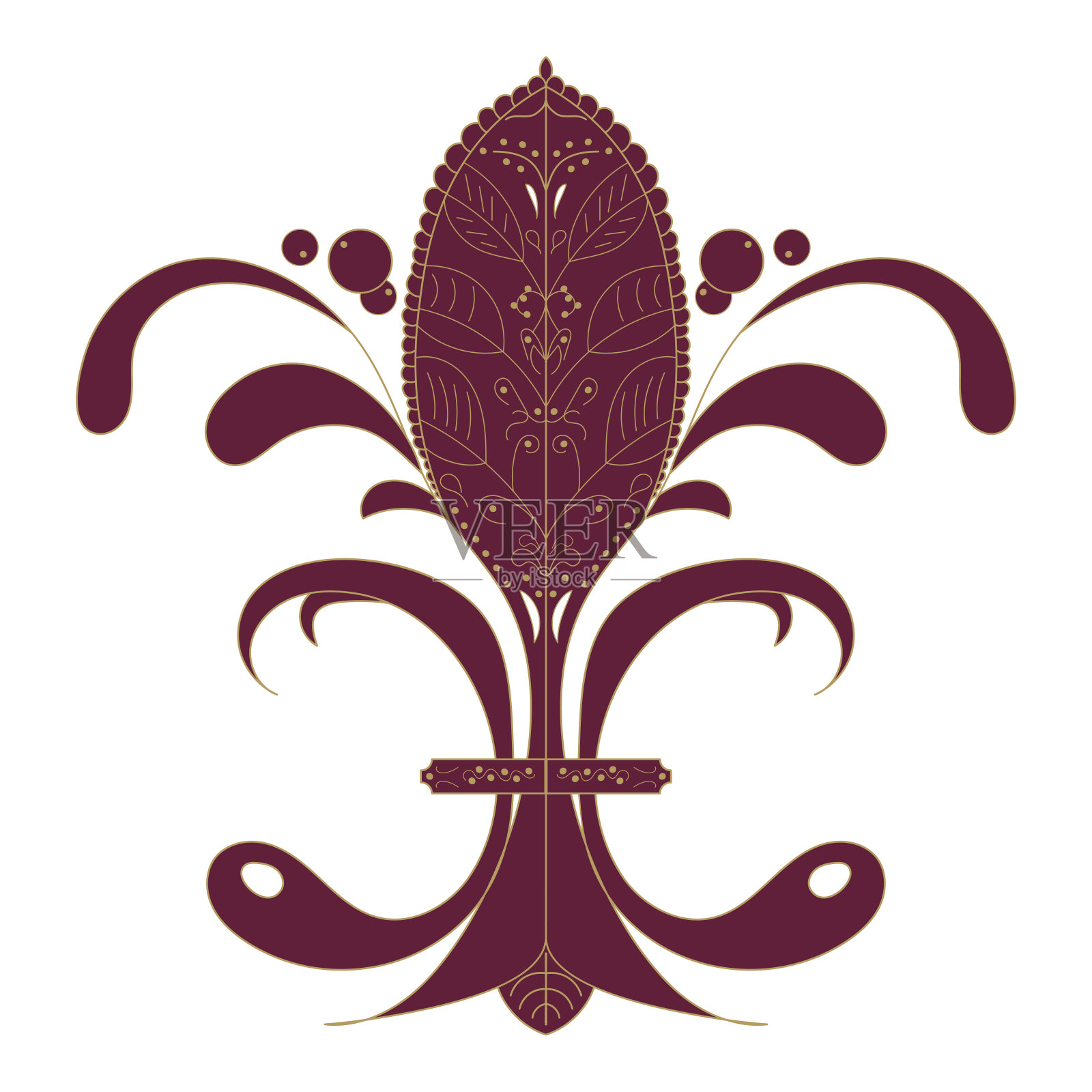 矢量插图:鸢尾花或鸢尾花与法国花卉中世纪装饰。被称为法国皇家百合的鸢尾花。插画图片素材