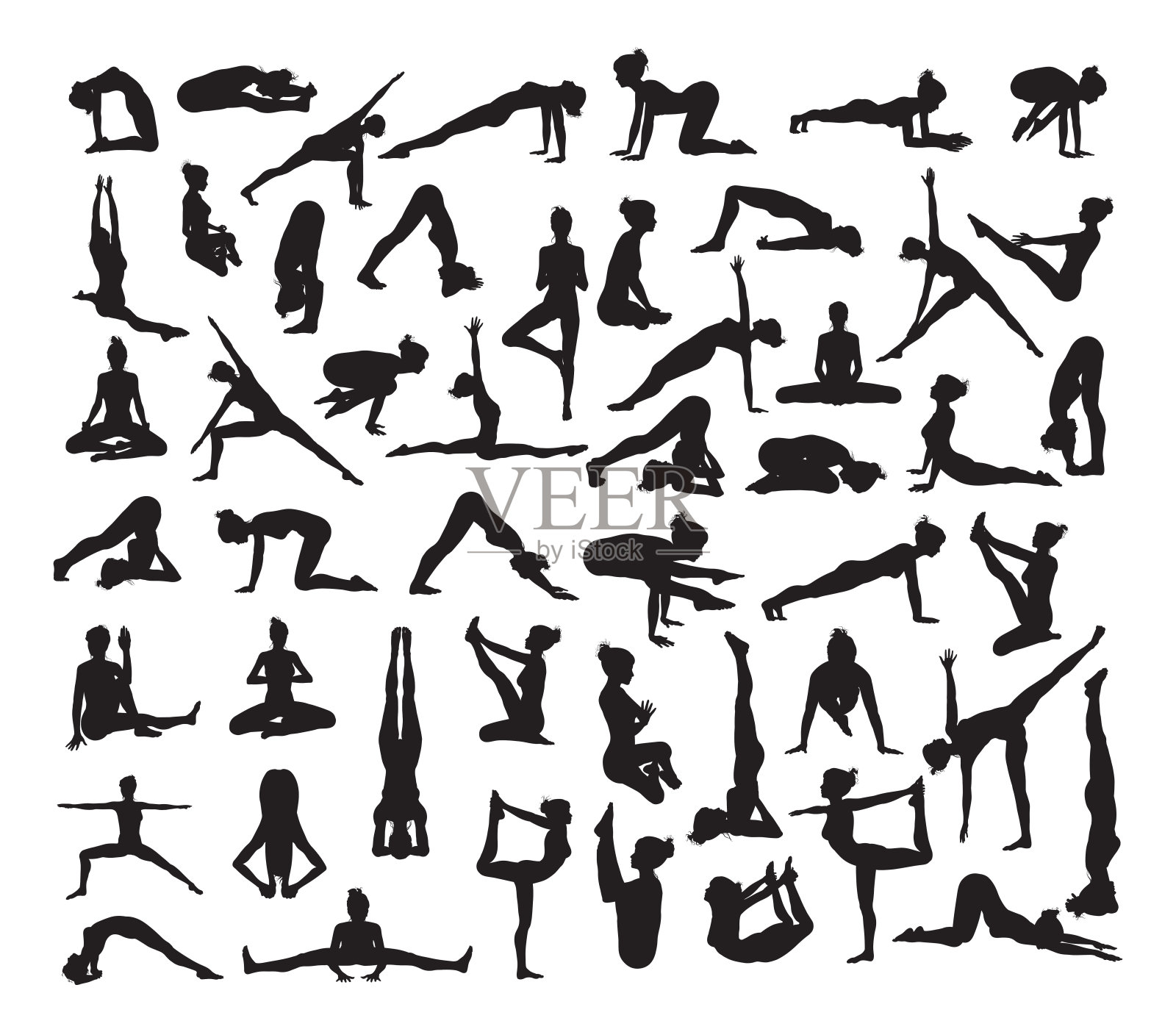 瑜伽姿势轮廓插画图片素材