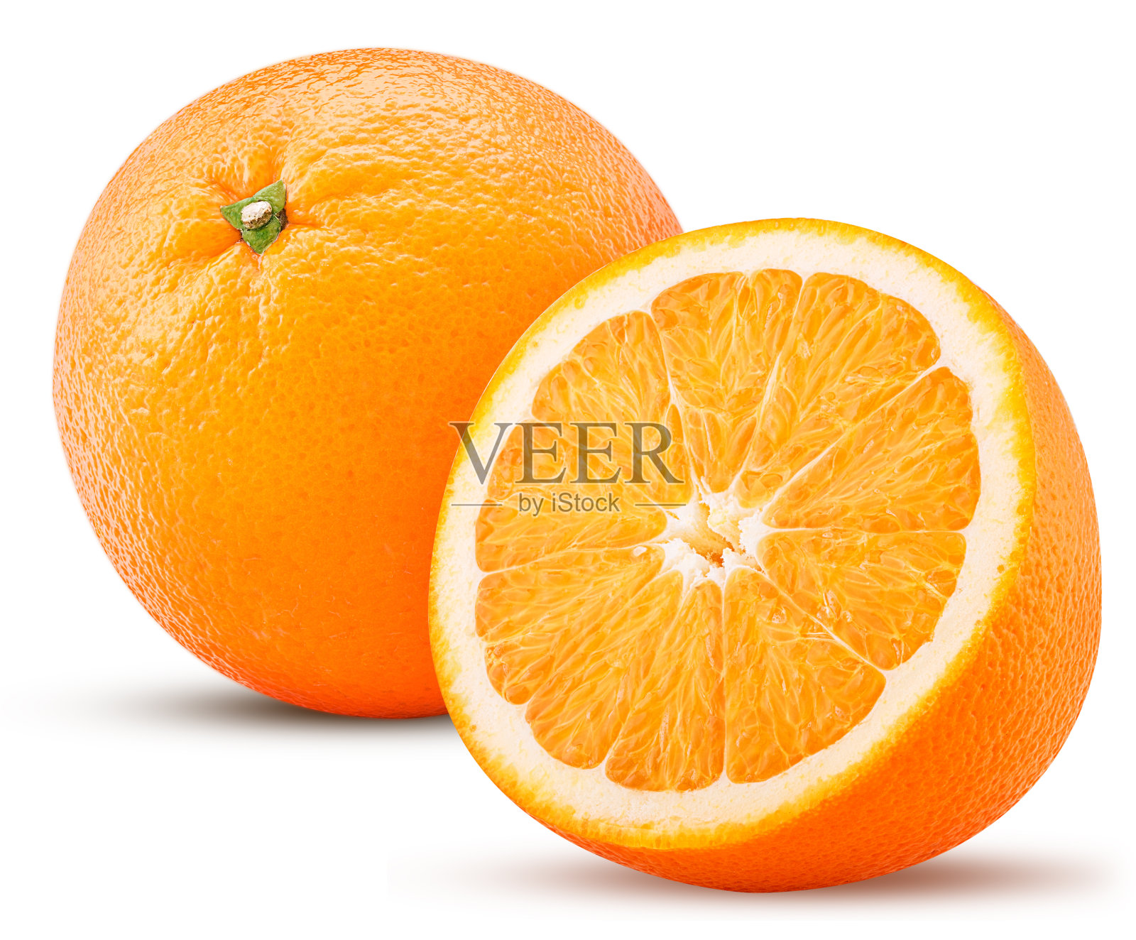 橙子，切成两半照片摄影图片