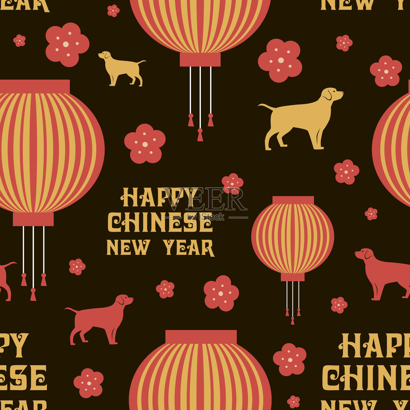 中国新年用的无缝图案插画图片素材