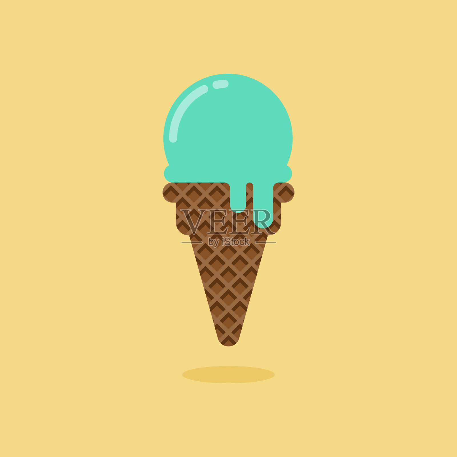 薄荷口味的甜筒冰淇淋设计元素图片