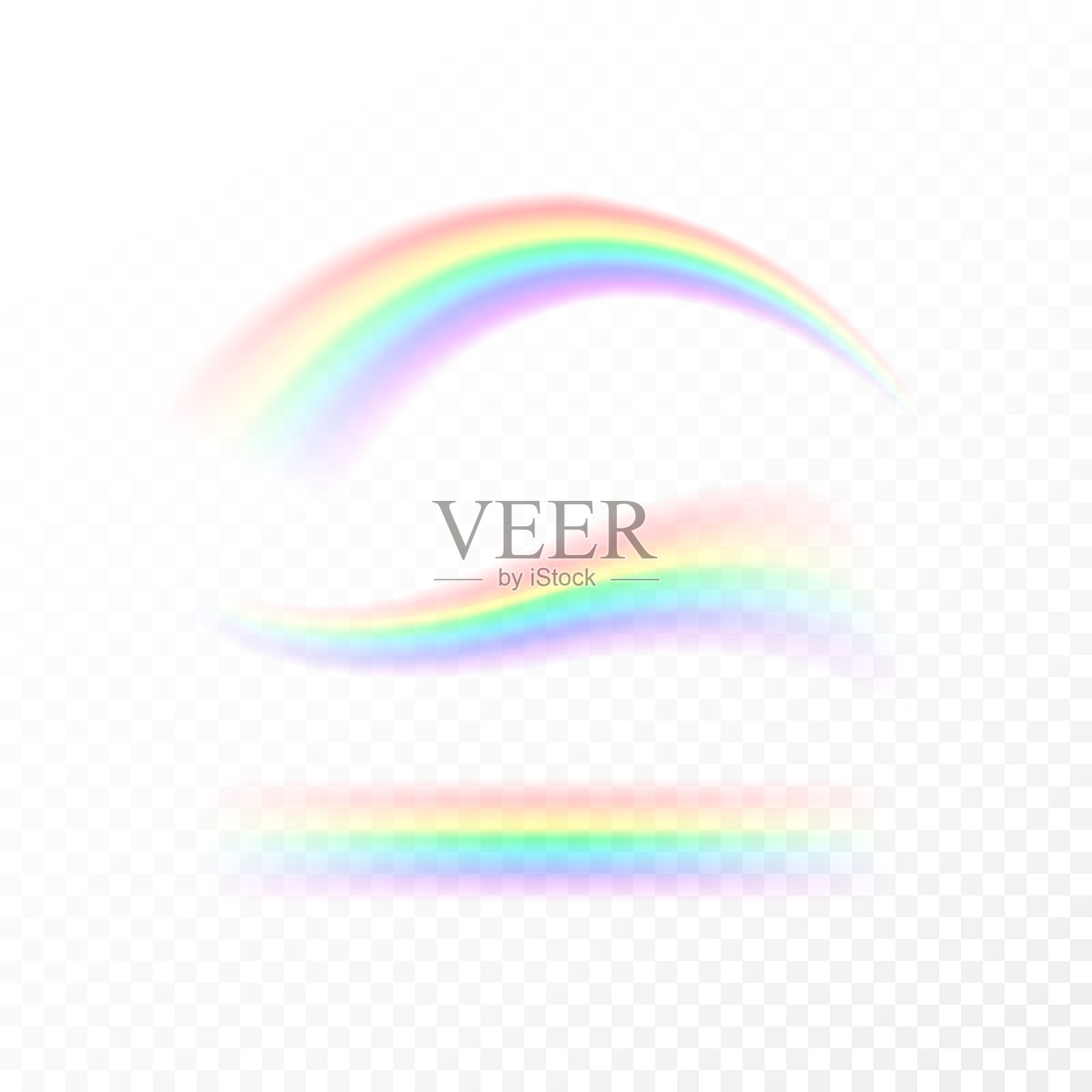 彩虹有不同的形状。光谱，七种颜色。矢量插图孤立在透明背景孤立设计元素图片
