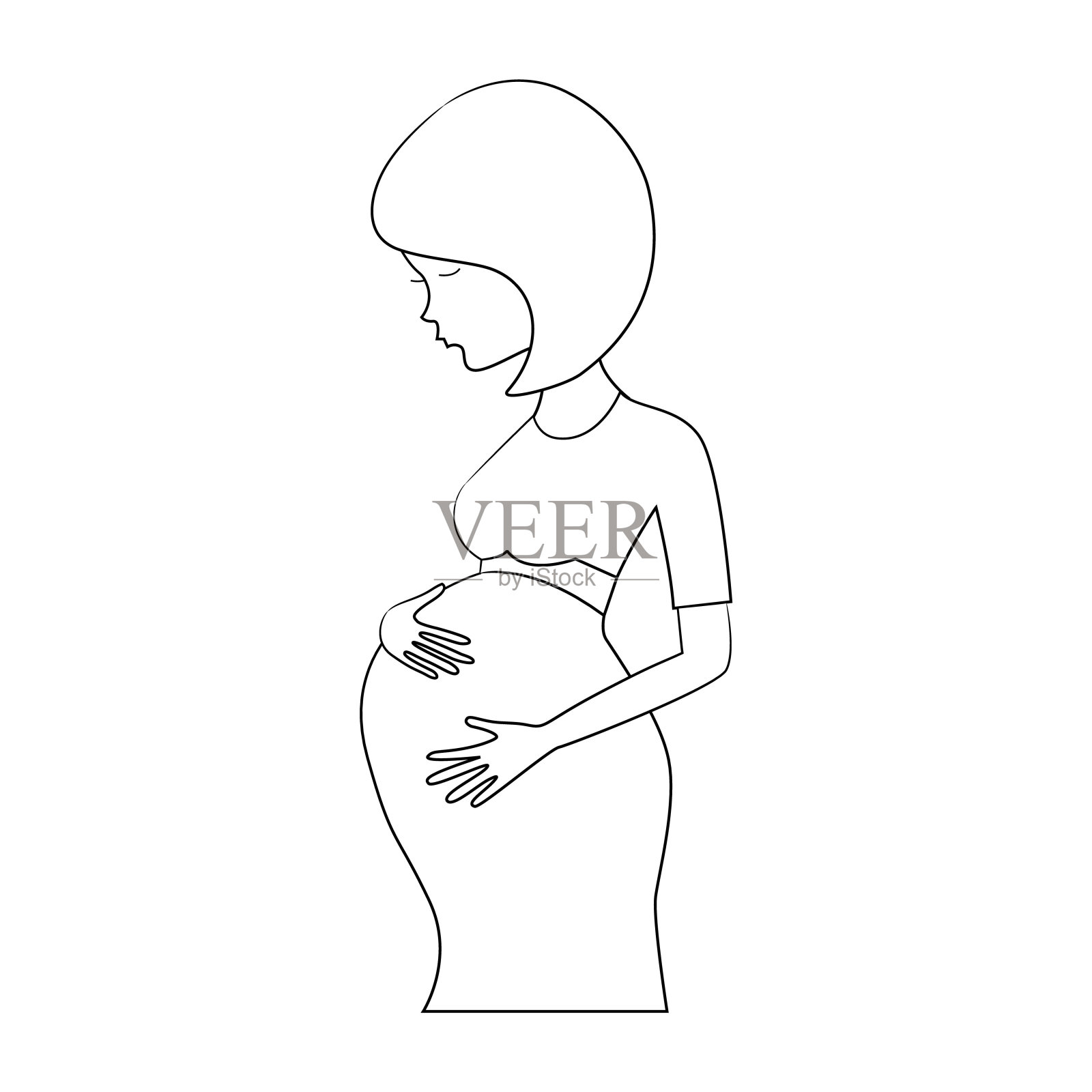 一个孕妇的剪影插画图片素材