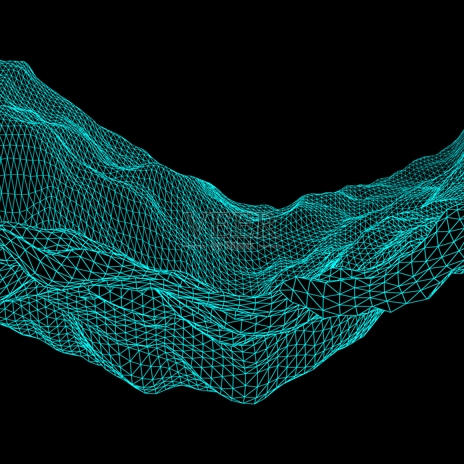 网络抽象背景。连接结构。未来技术风格。3D透视网格。动作说明。插画图片素材