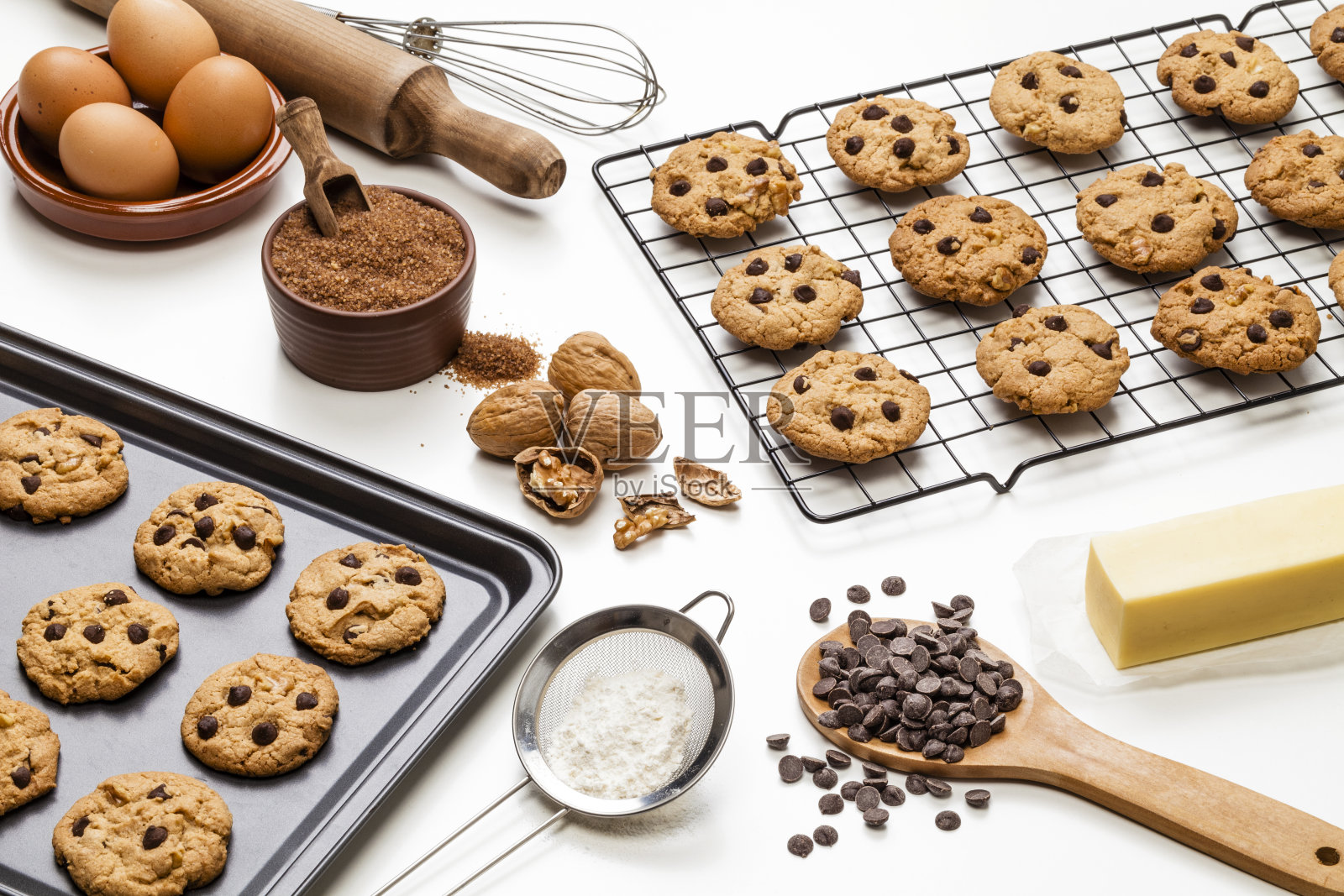 准备自制巧克力饼干照片摄影图片