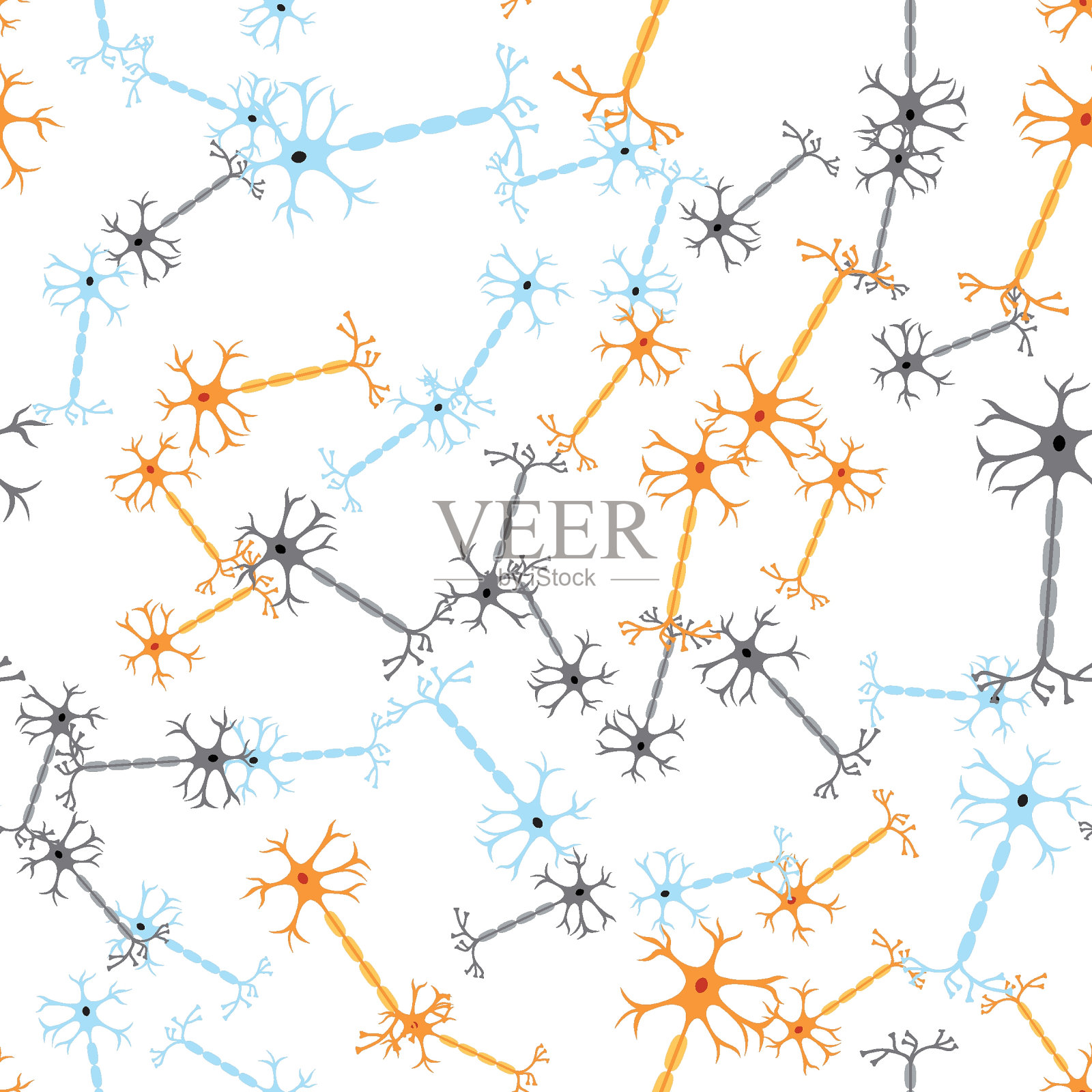 神经细胞神经元无缝1-2插画图片素材