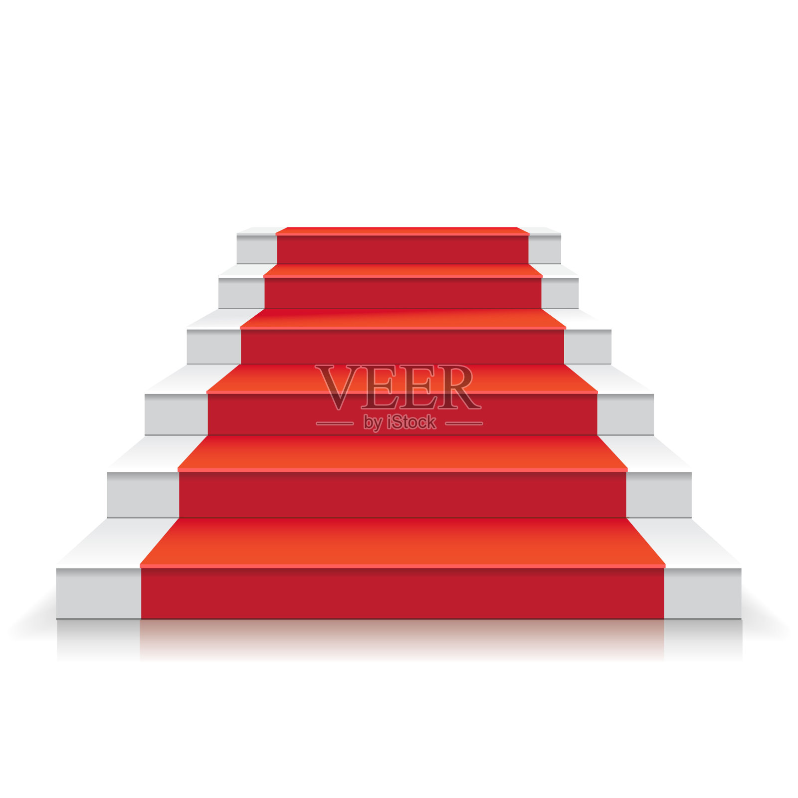 白色楼梯与红地毯3d楼梯矢量插图插画图片素材