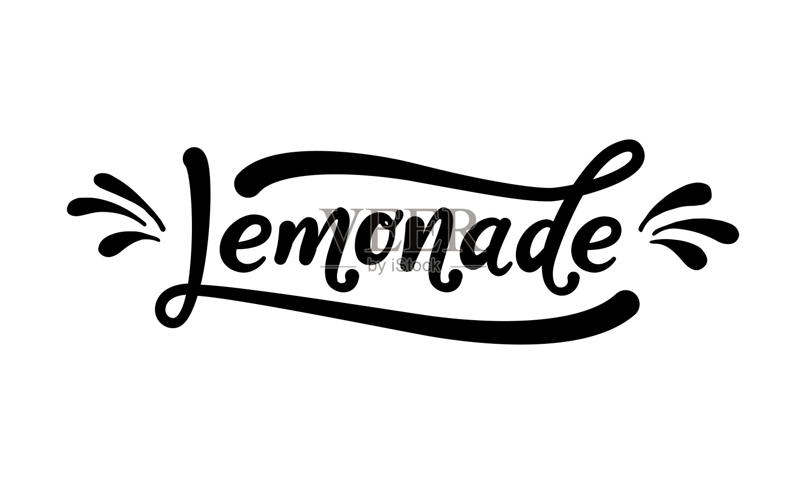 柠檬水字字体。白底黑字。夏天新鲜饮料。现代书法。矢量插图。设计元素图片