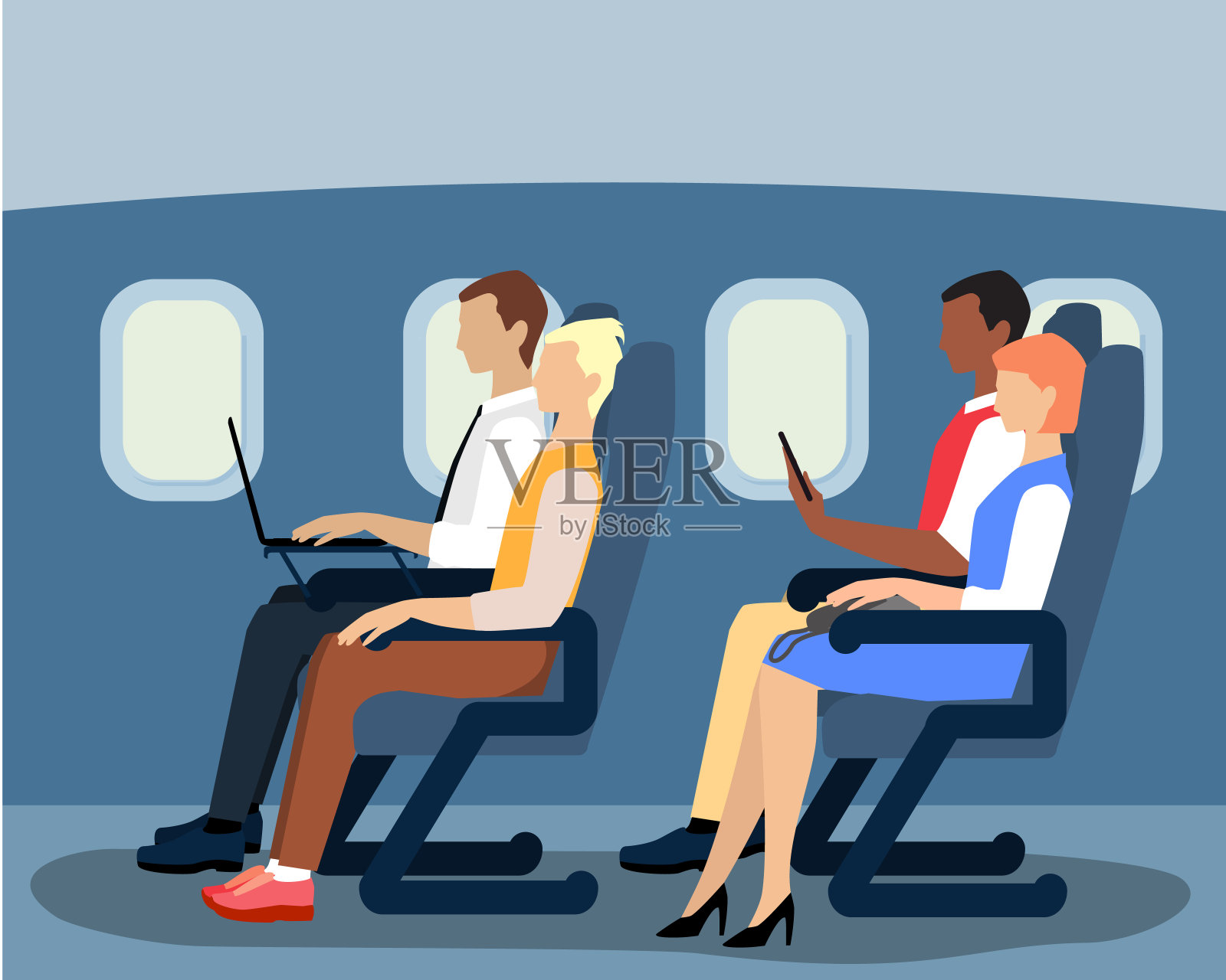 航空公司乘客平面矢量平面插图插画图片素材