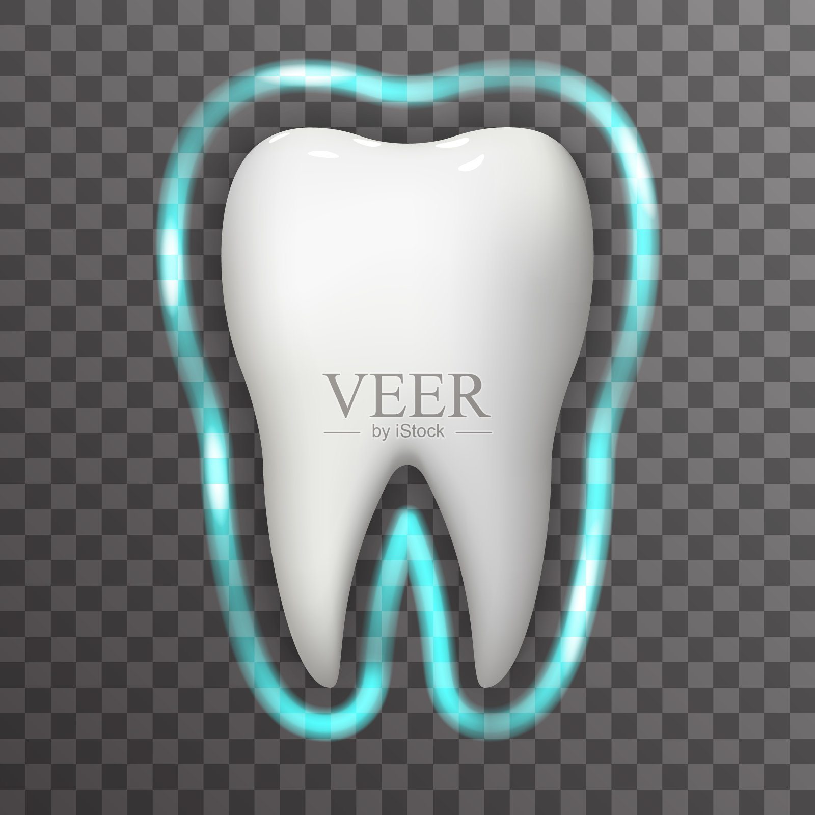 牙齿保护辉光场逼真的3d口腔医学牙科海报设计图标模板透明背景模拟矢量插图插画图片素材
