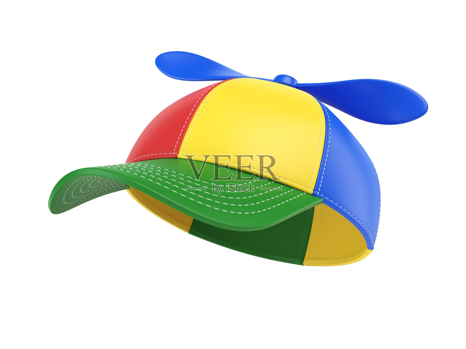 儿童帽子螺旋桨，彩色帽子，3d渲染设计元素图片