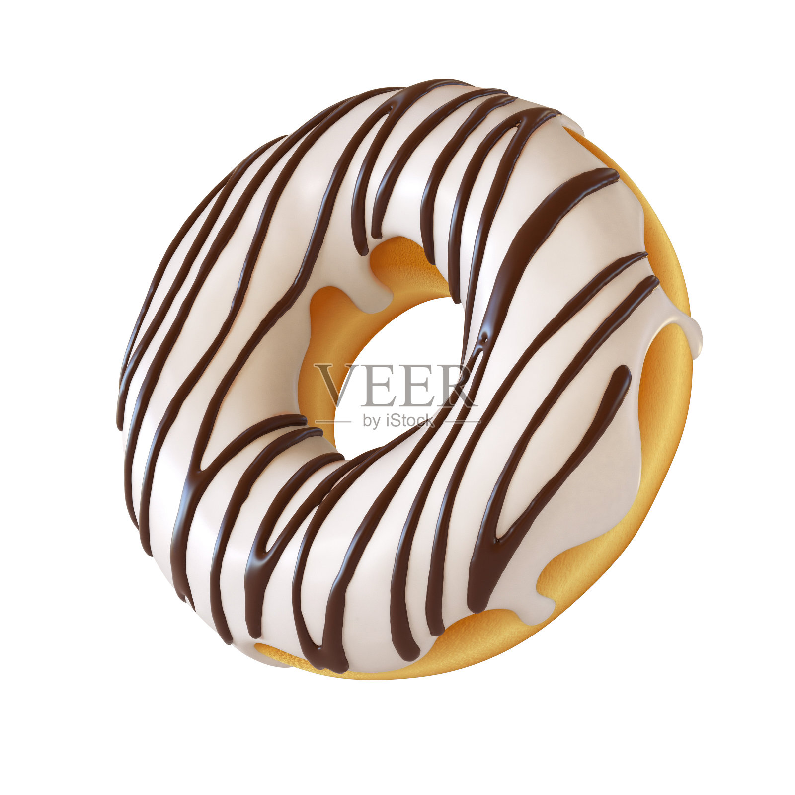 釉面甜甜圈，白色糖霜甜甜圈3d渲染设计元素图片