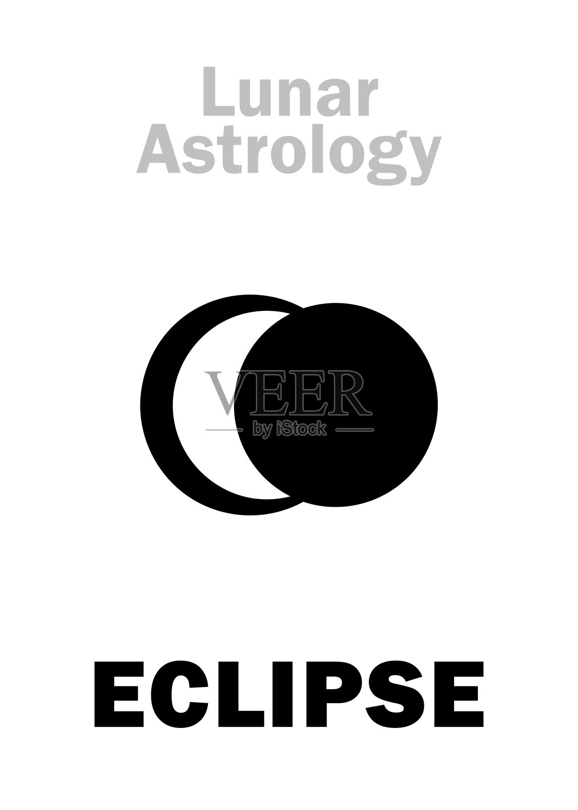 占星字母表:月食、天文现象。象形文字符号(单符号)。插画图片素材