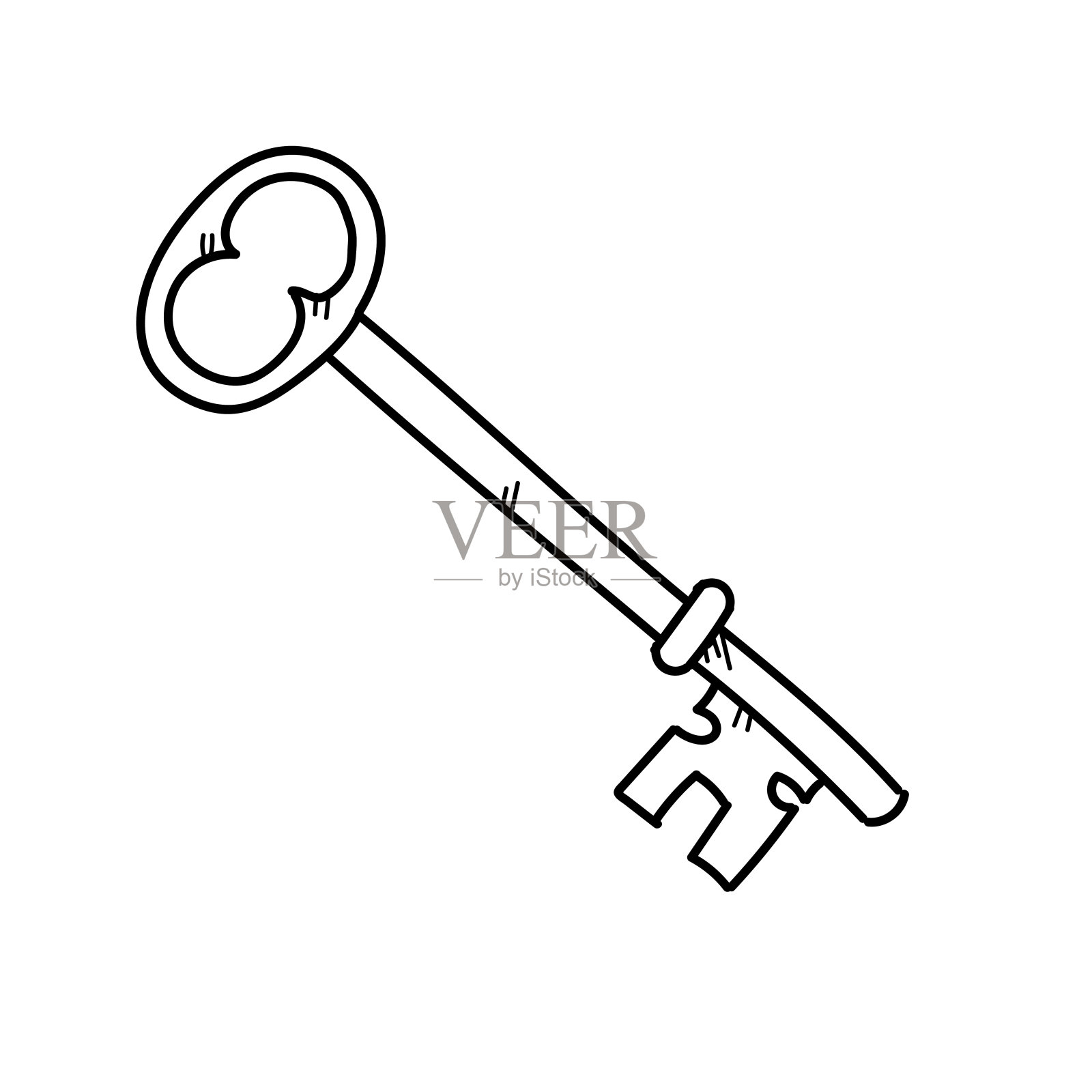 密钥为安全手绘插图上的白色背景设计元素图片
