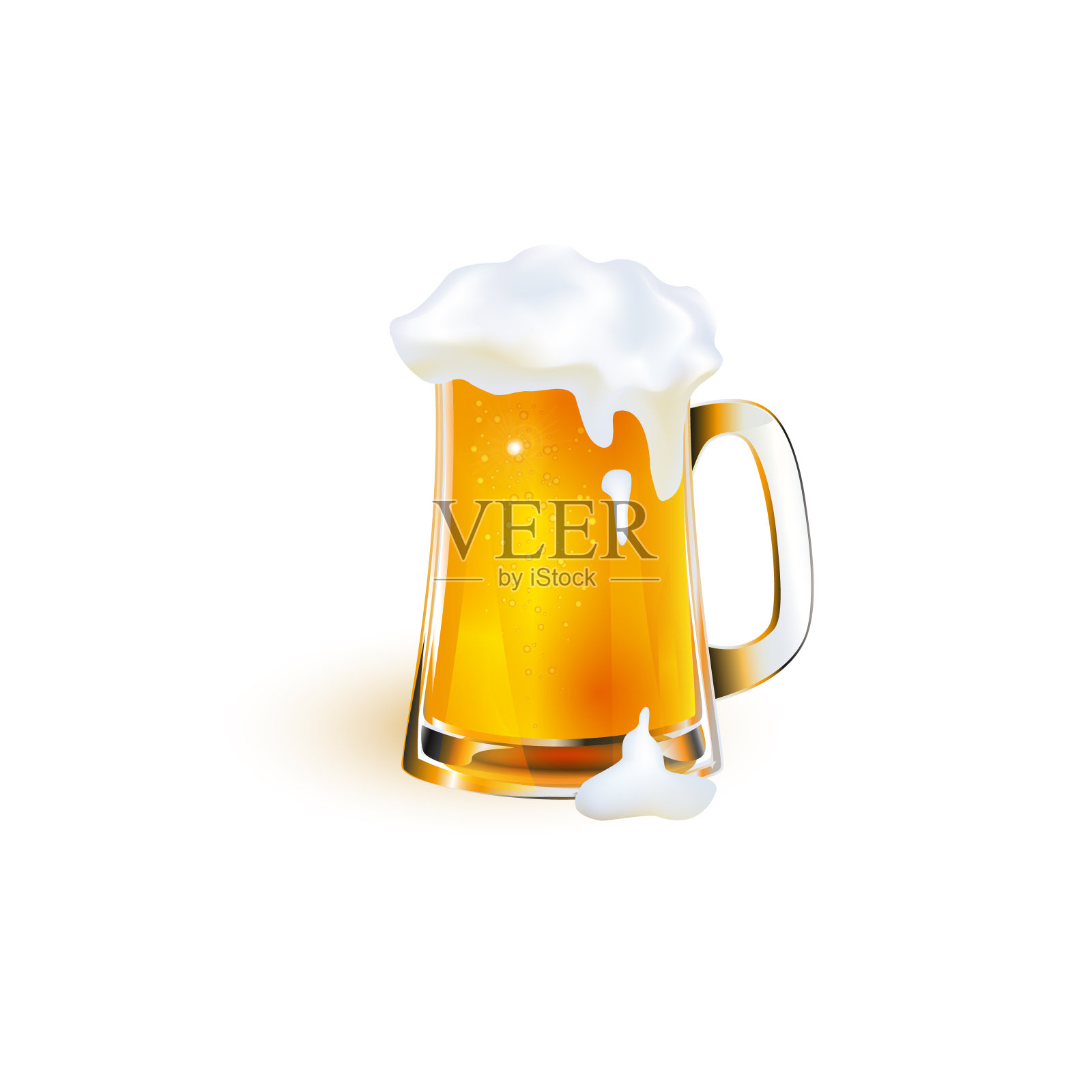 向量现实杯金色啤酒泡沫插画图片素材