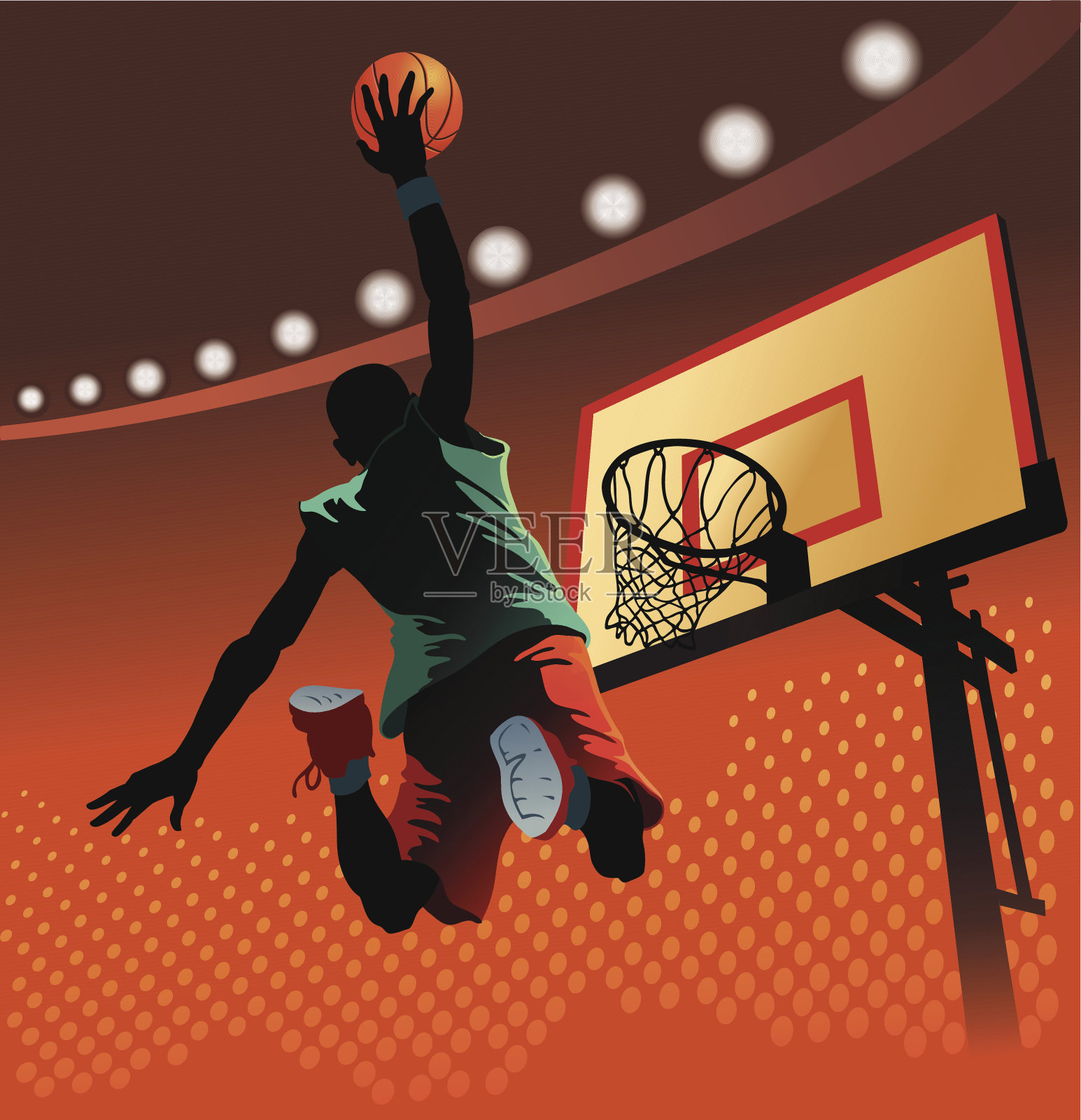 篮球扣篮插画图片素材