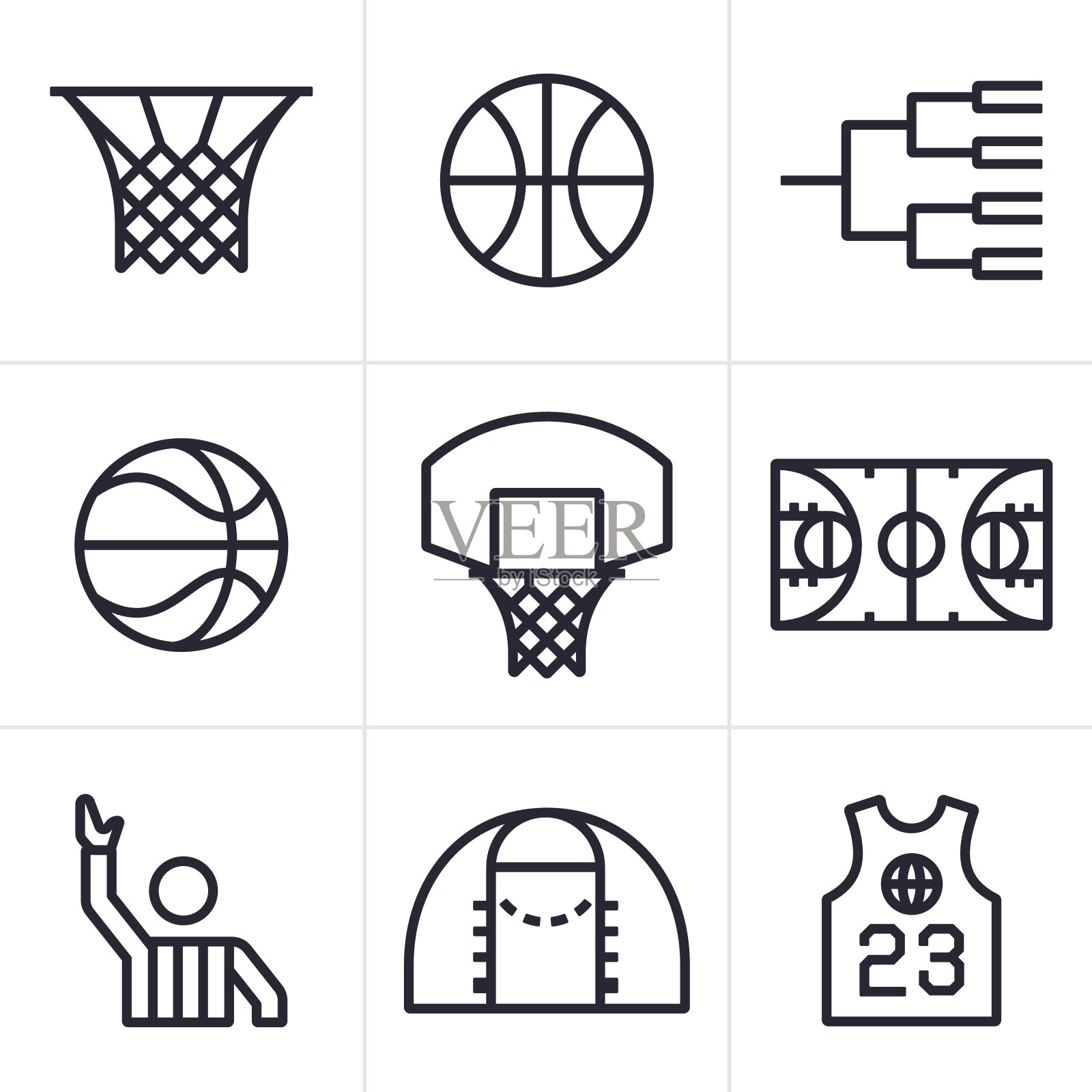 篮球符号和图标设计元素图片