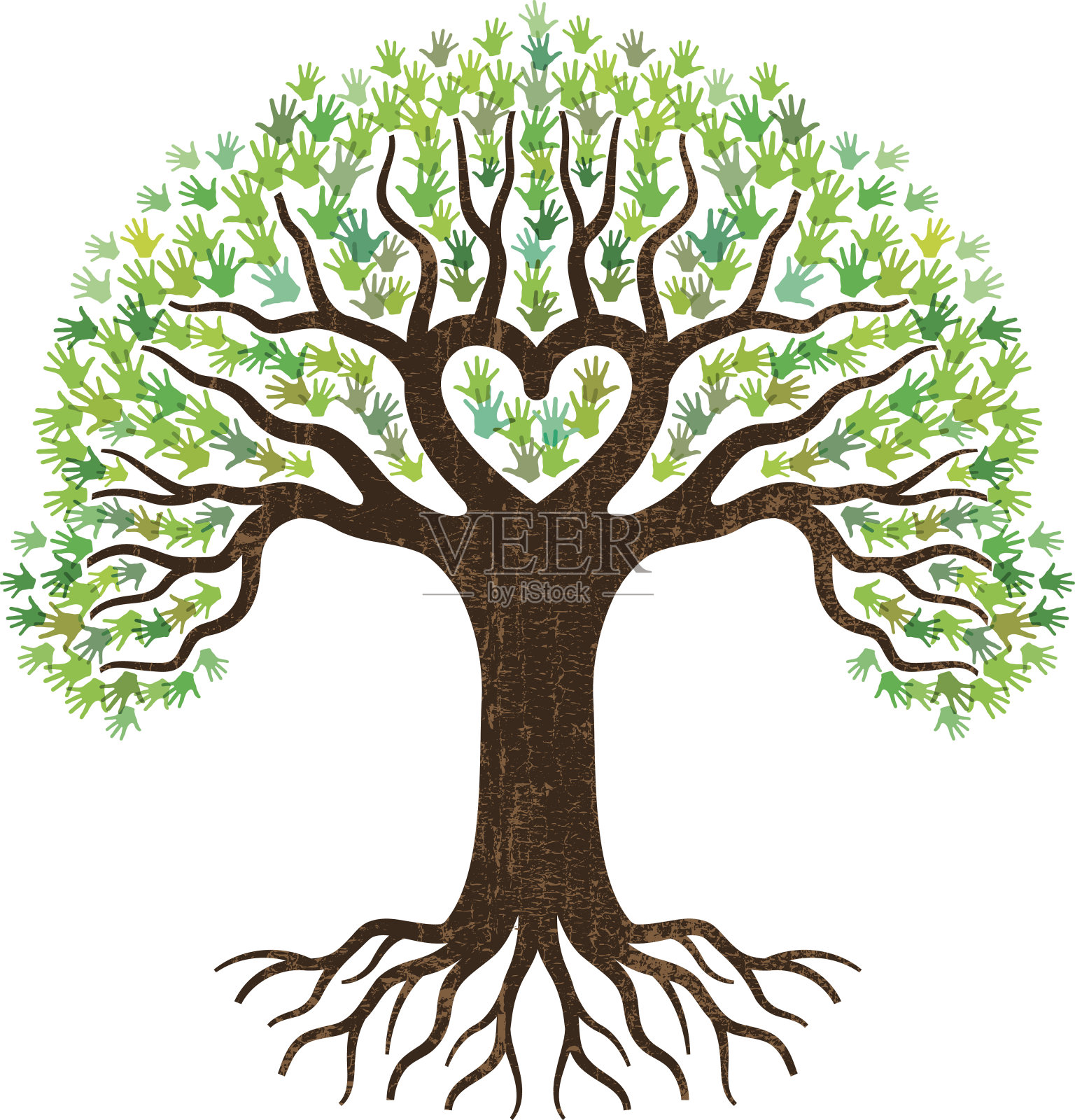 手和心树插图设计元素图片