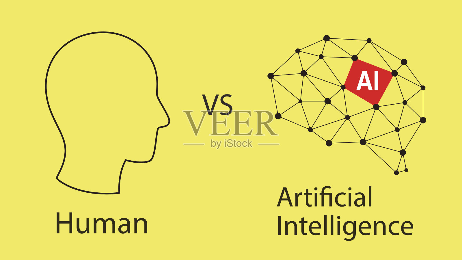人类vs人工智能概念，矢量图插画图片素材